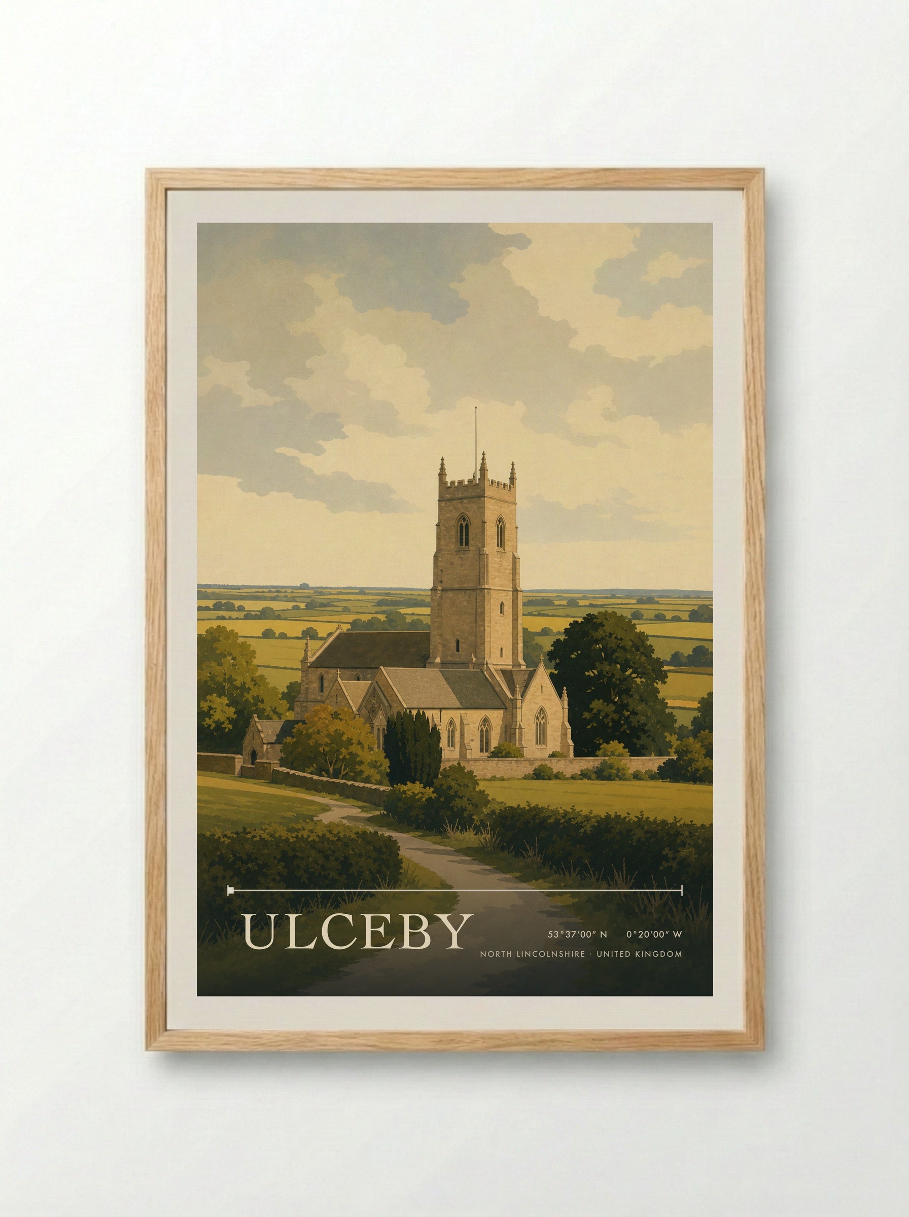 Ulceby North Lincolnshire United Kingdom Travel Poster - Framed Print Wood