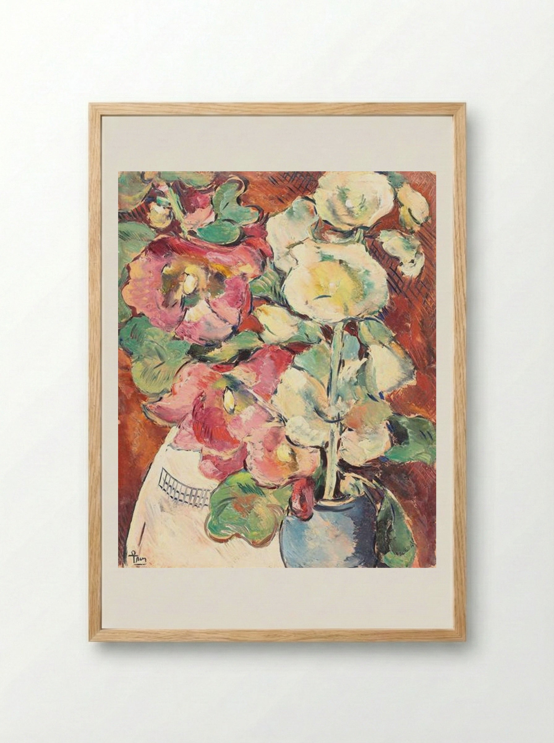 Ulcică cu nalbe (Jug with Hollyhocks) - Ion Theodorescu-Sion - Framed Print Wood