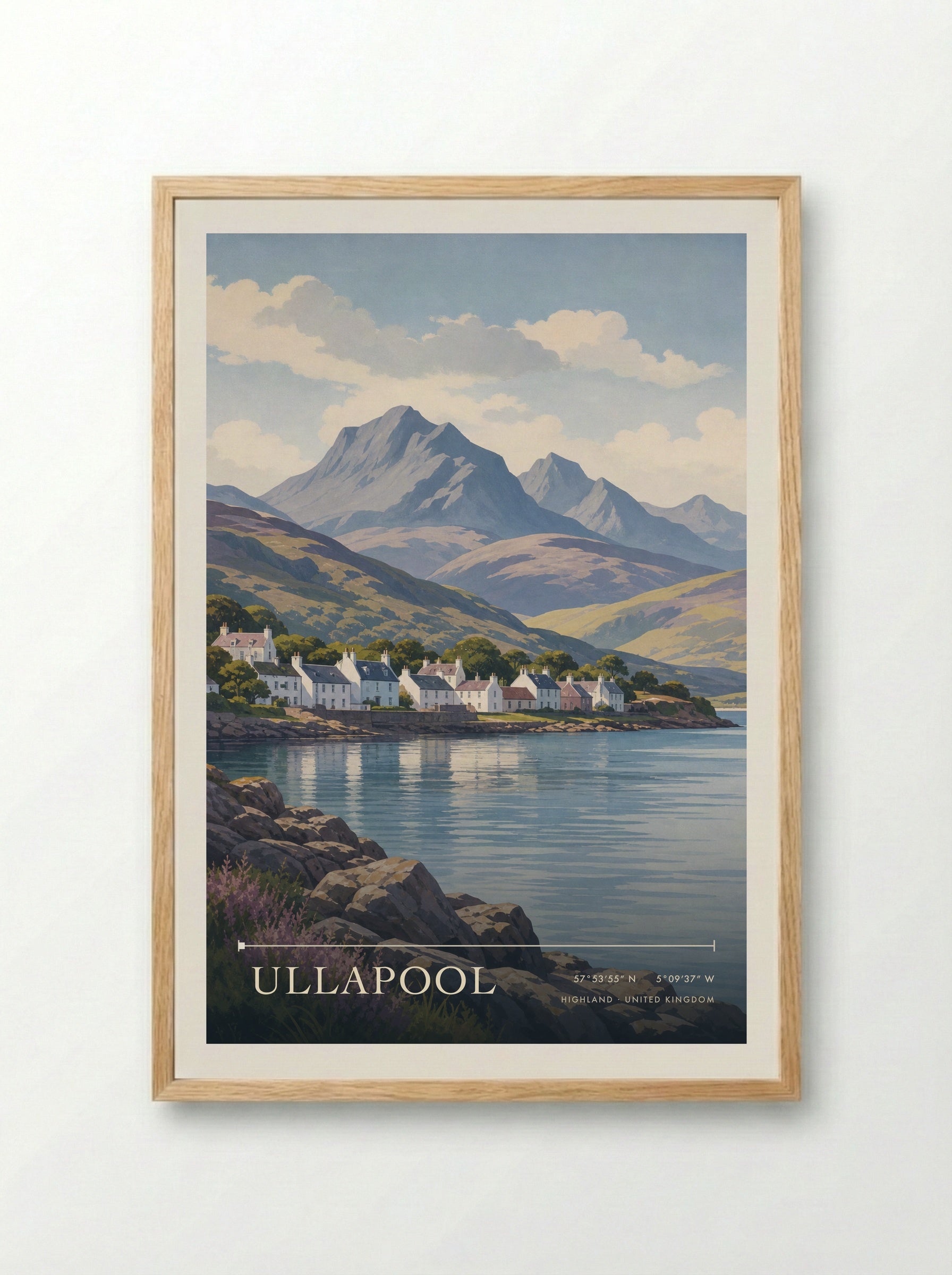 Ullapool Highland United Kingdom Travel Poster - Framed Print Wood