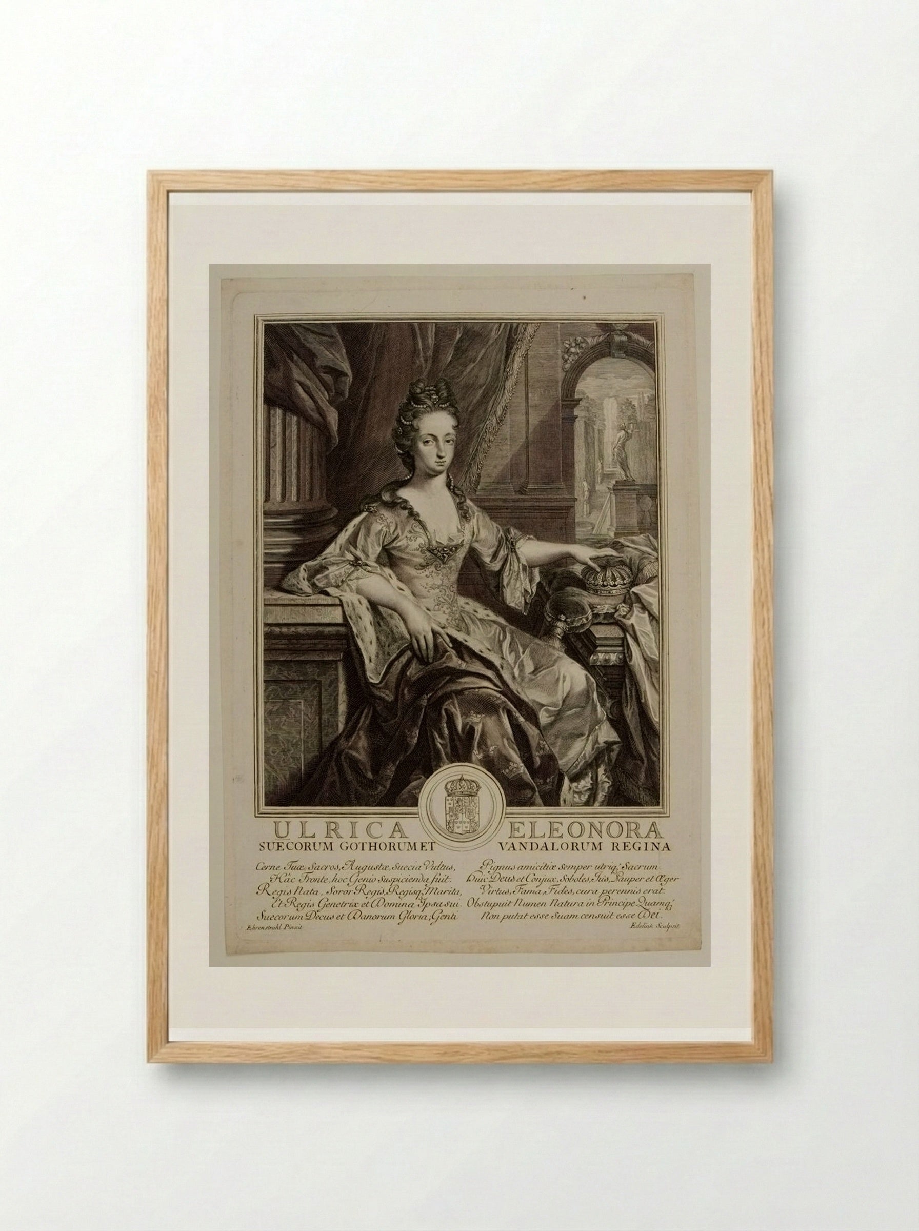 Ulrika Eleonora, Queen of Sweden - Gérard Edelinck - Framed Print Wood