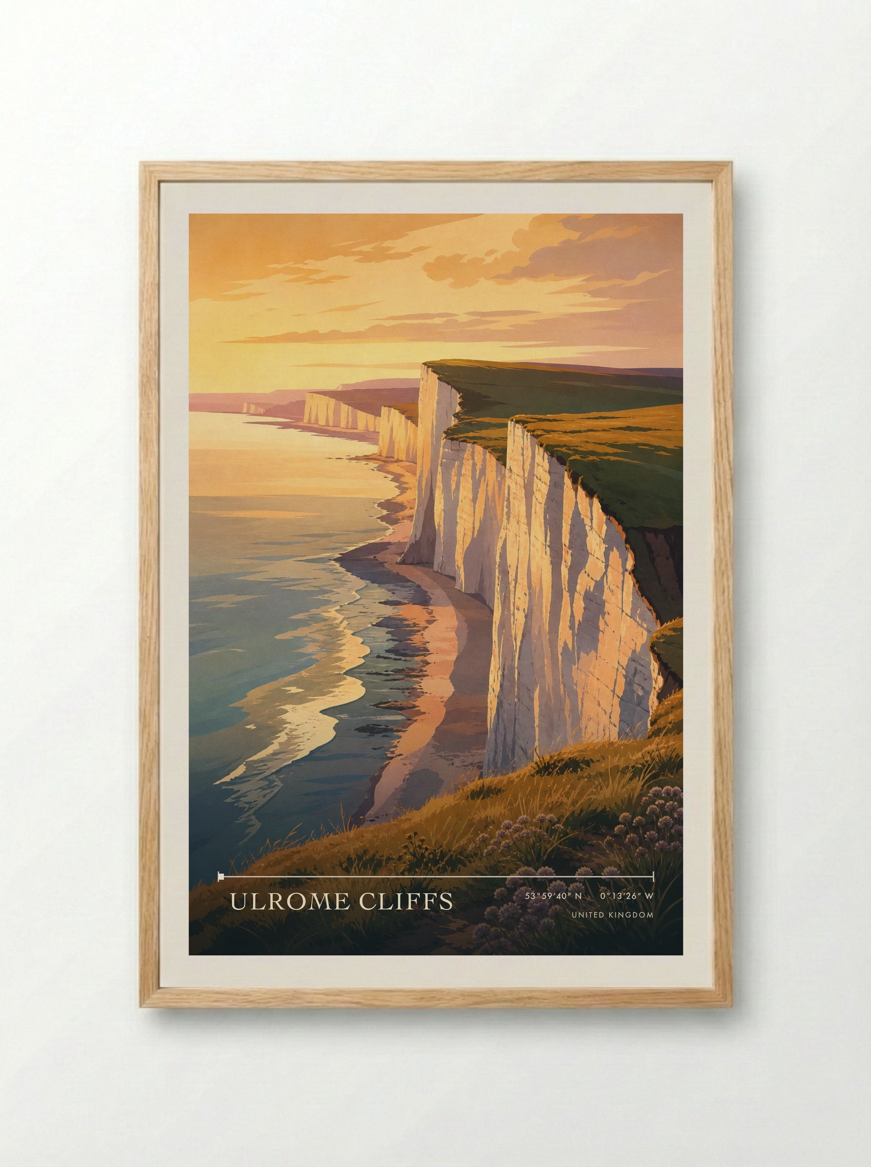 Ulrome Cliffs United Kingdom Travel Poster - Framed Print Wood