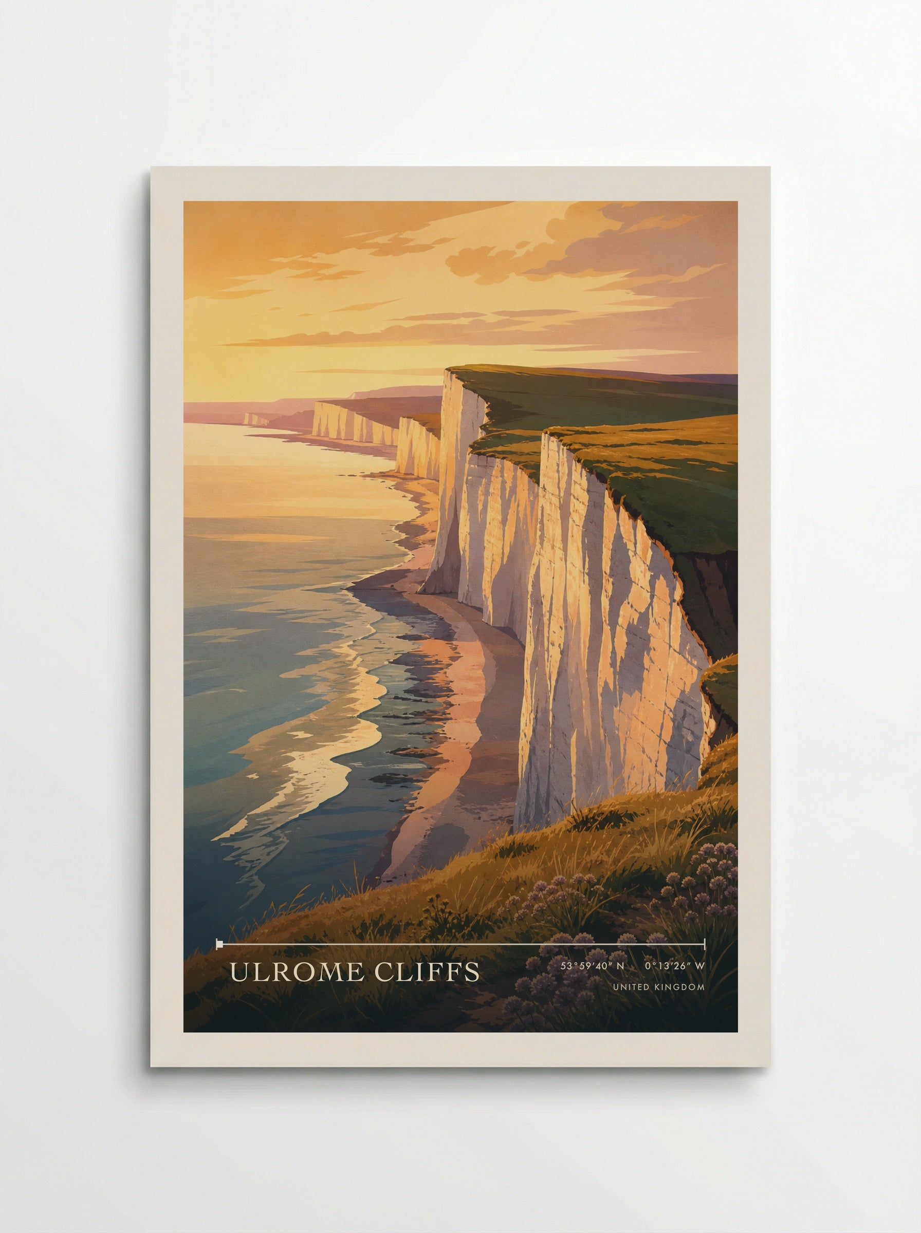 Ulrome Cliffs United Kingdom Travel Poster - Poster