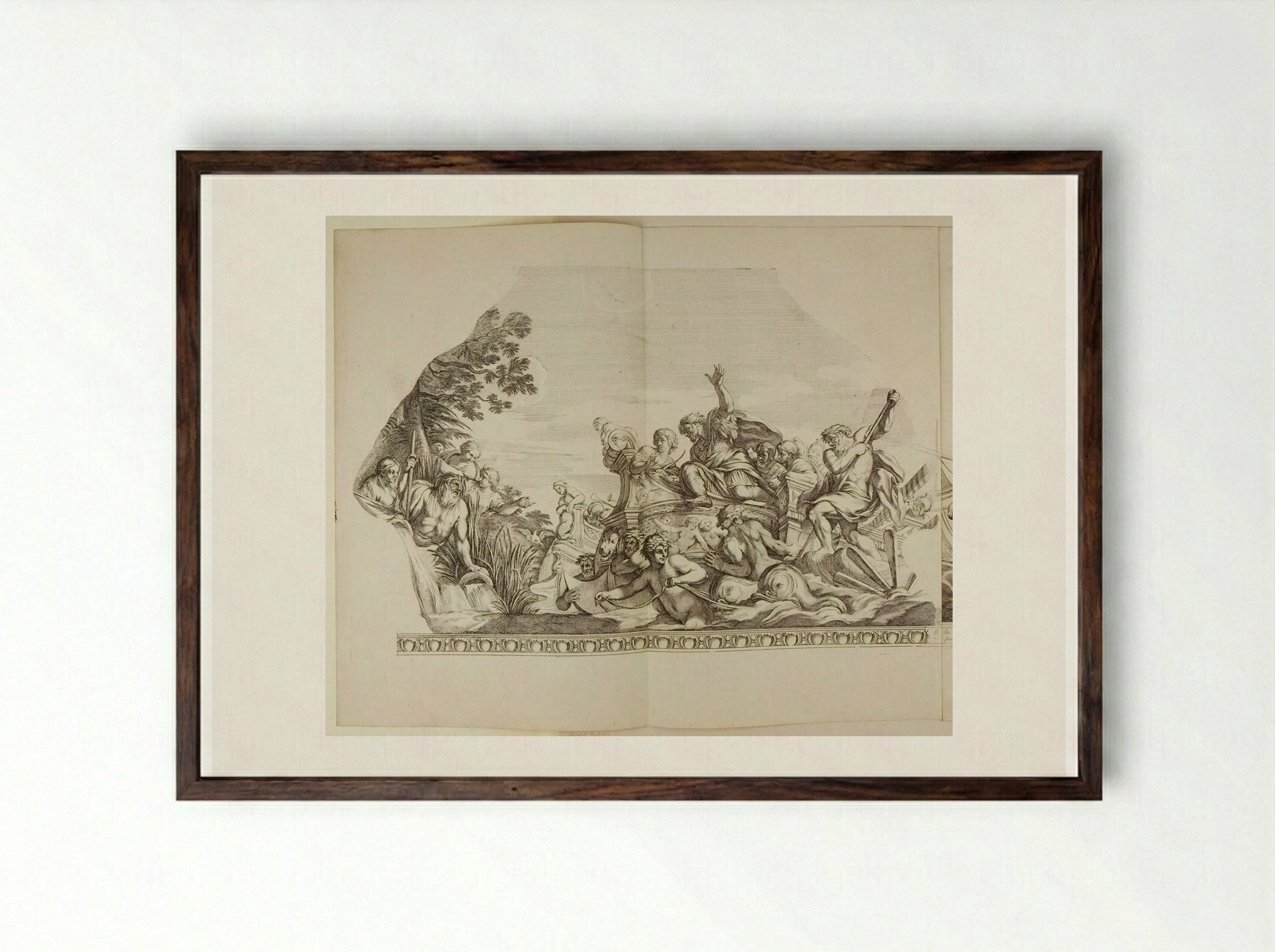 Ulysses and the Sirens - Gérard Audran - Framed Print Dark Wood