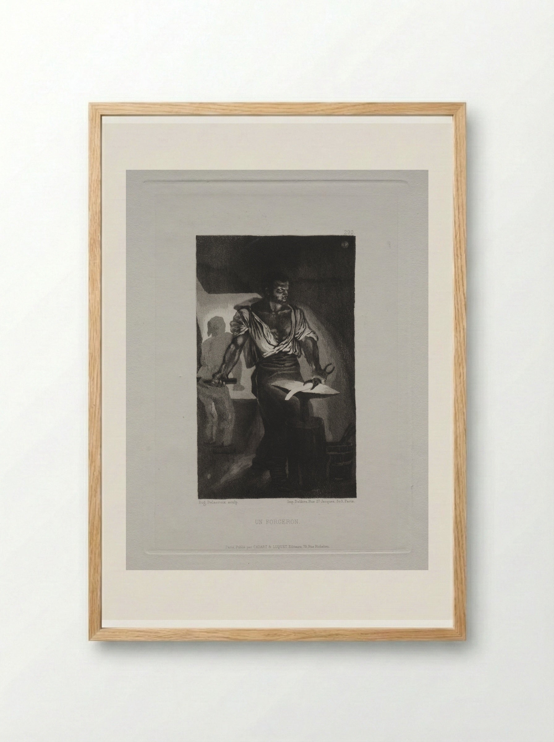 Un Forgeron (A Blacksmith) - Eugène Delacroix - Framed Print Wood