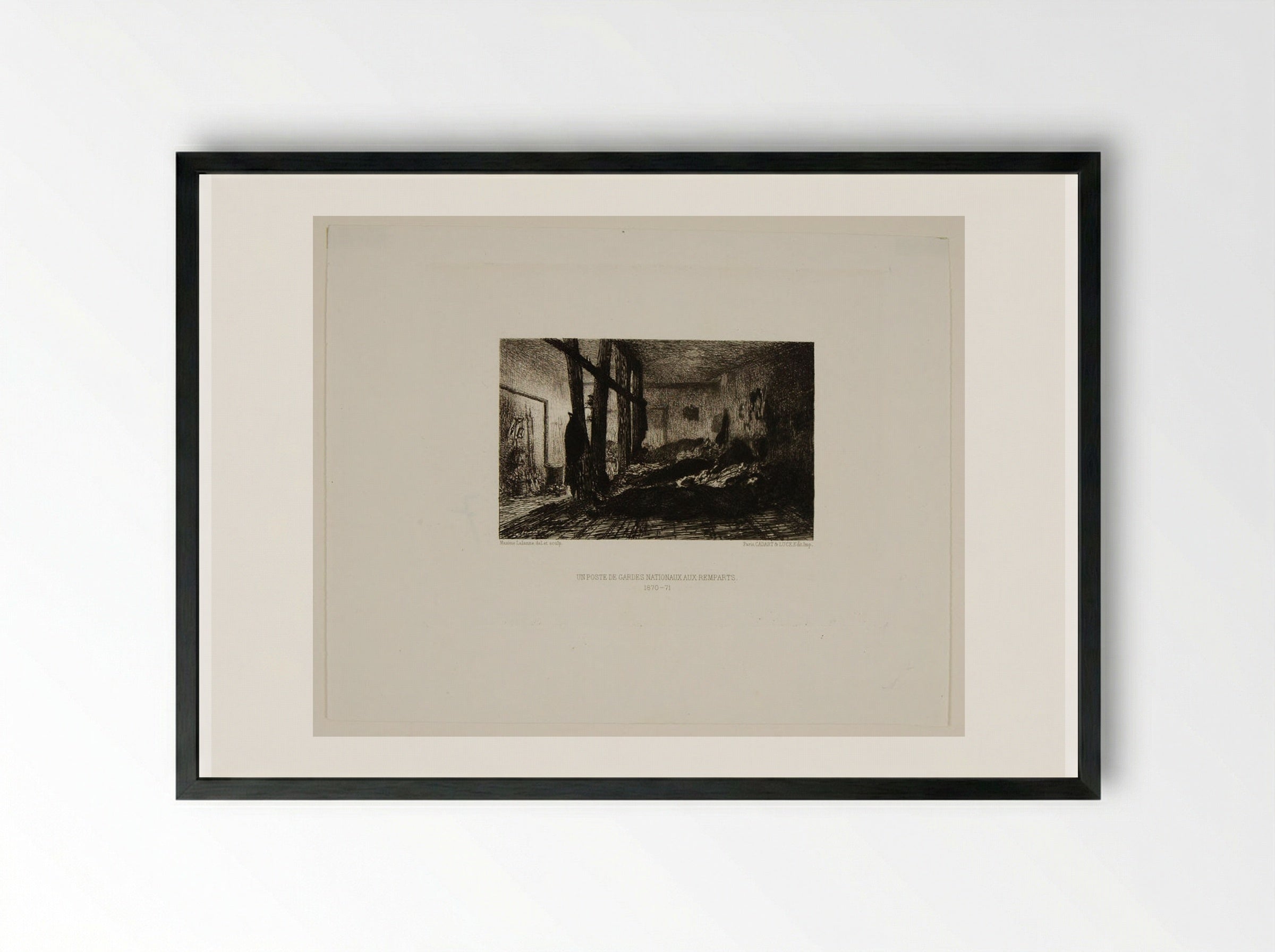 Un poste de gardes nationaux aux remparts - Maxime Lalanne - Framed Print Black