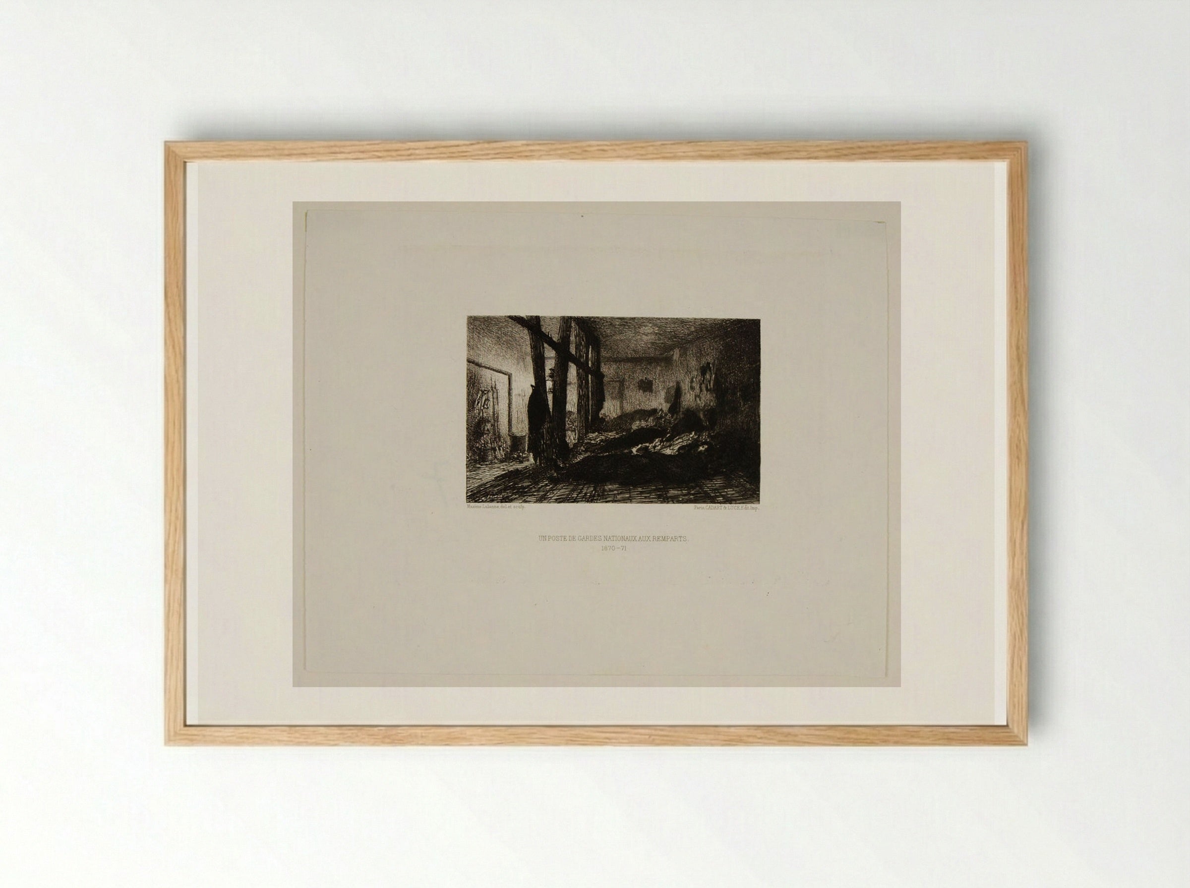 Un poste de gardes nationaux aux remparts - Maxime Lalanne - Framed Print Wood