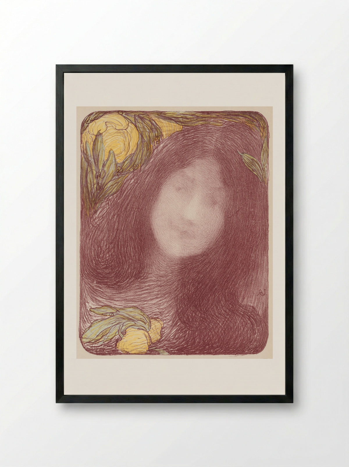 Under the Flowers - Edmond François Aman-Jean - Framed Print Black