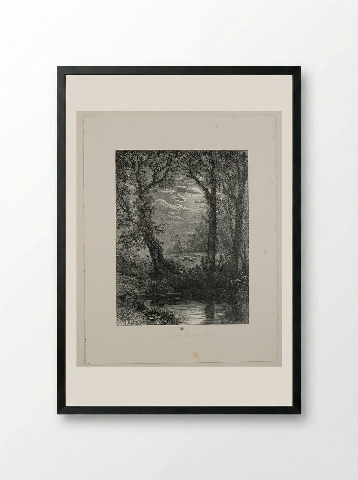 Under the Moonbeams - Edward Dalziel - Framed Print Black