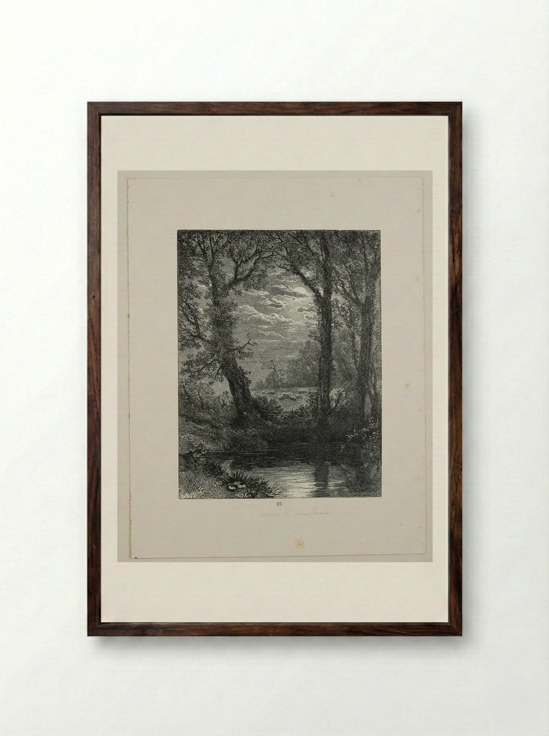 Under the Moonbeams - Edward Dalziel - Framed Print Dark Wood