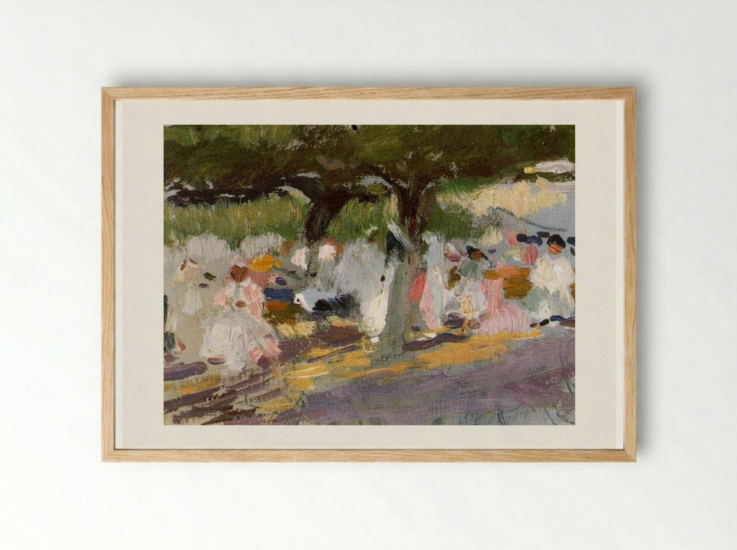 Under the Tamarinds (San Sebastian) - Joaquín Sorolla - Framed Print Wood