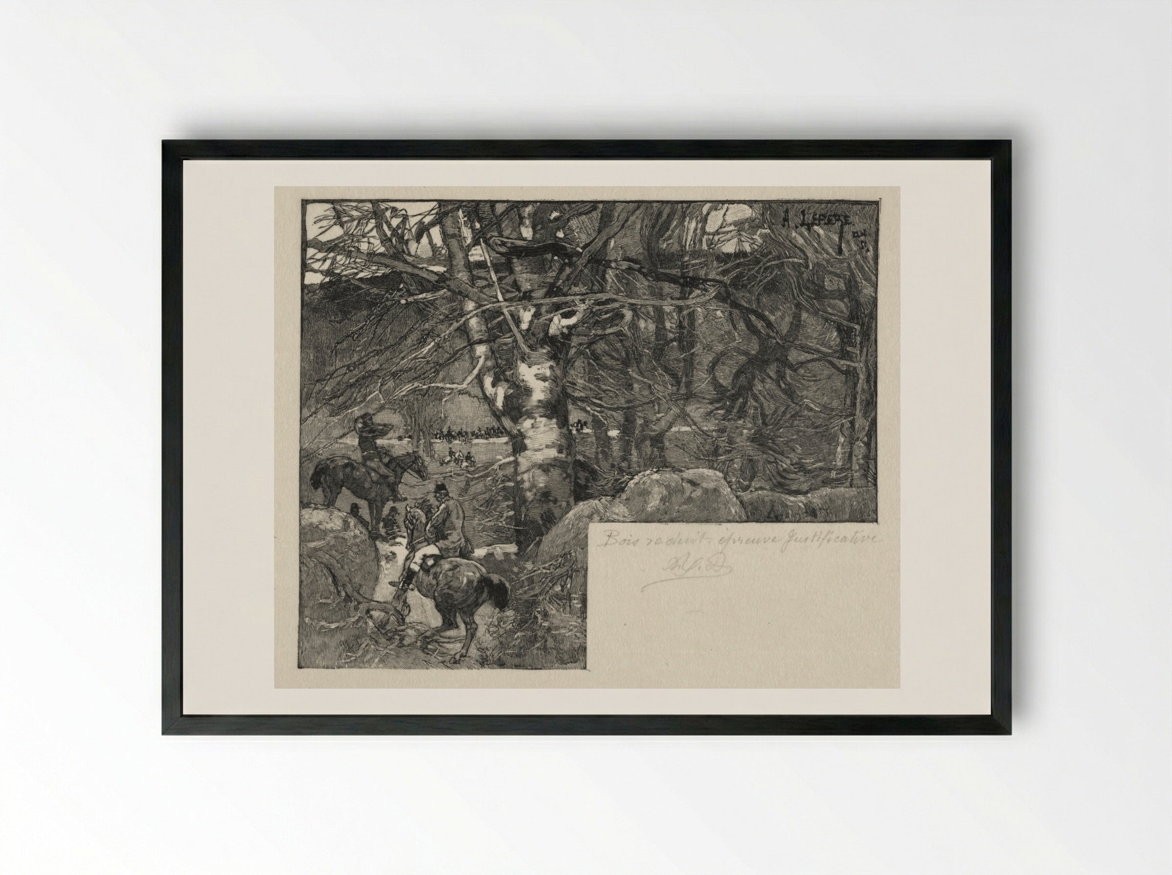 Une Chasse au Mont Gérard - Auguste Louis Lepère - Framed Print Black