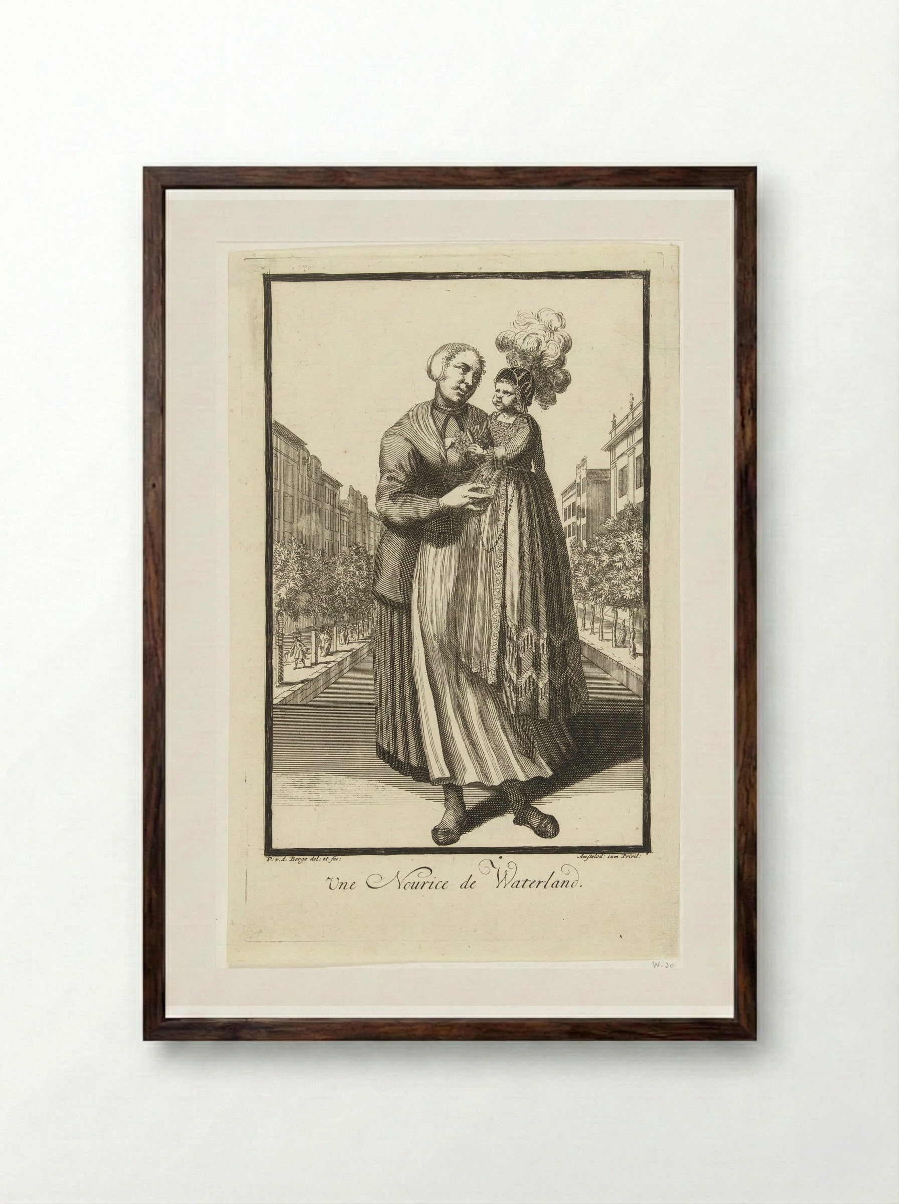 Une Nourice de Waterland - Pieter van den Berge - Framed Print Dark Wood