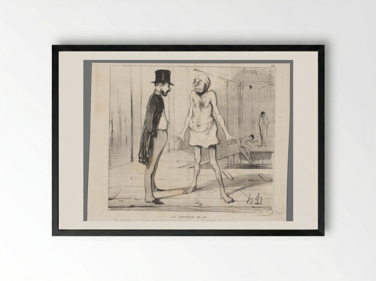 Une Profession de Foi - Honoré Daumier - Framed Print Black