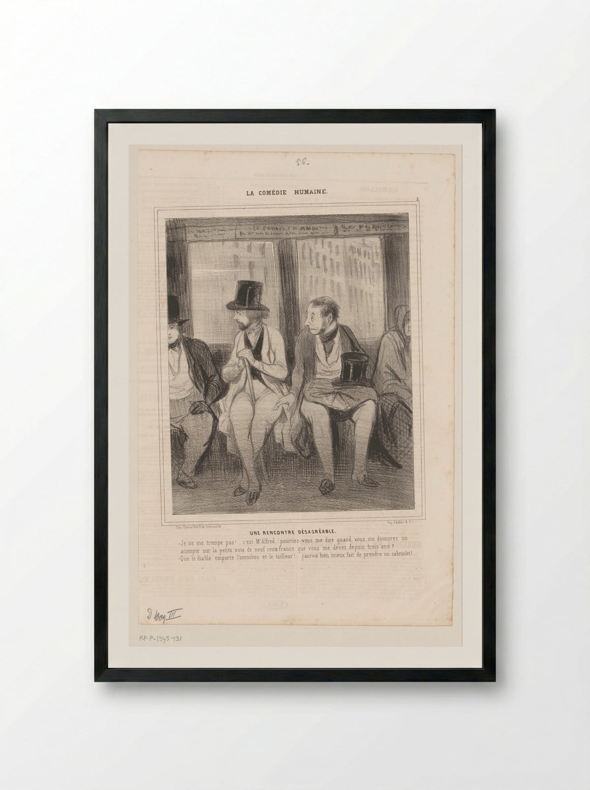 Une Rencontre Désagréable - Honoré Daumier - Framed Print Black