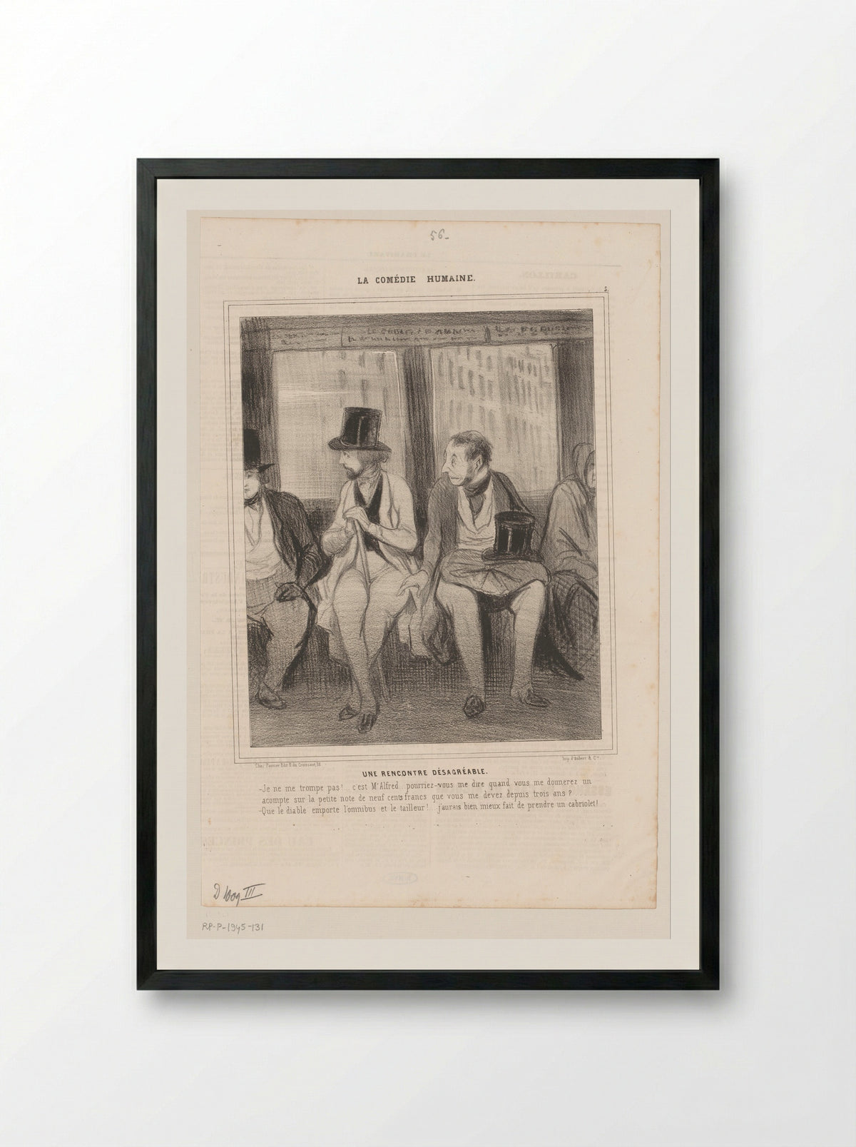 Une Rencontre Désagréable - Honoré Daumier - Framed Print Black
