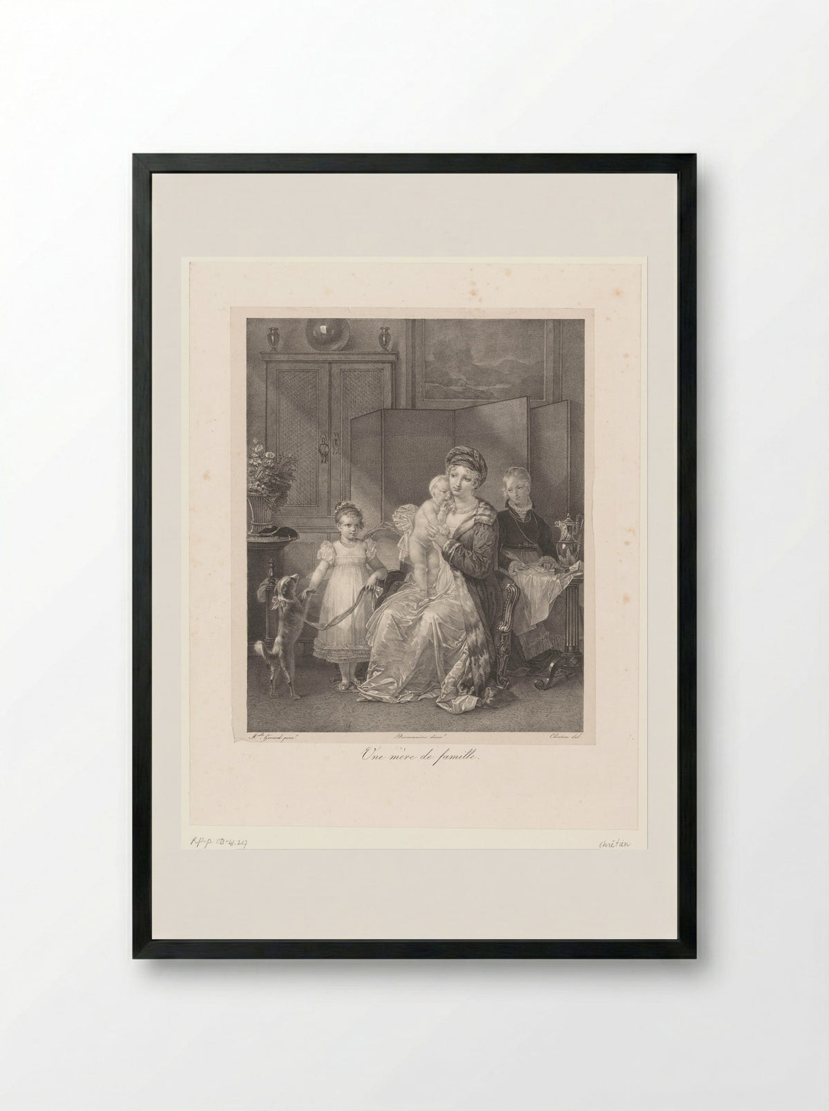 Une mère de famille - François Jean Villain - Framed Print Black