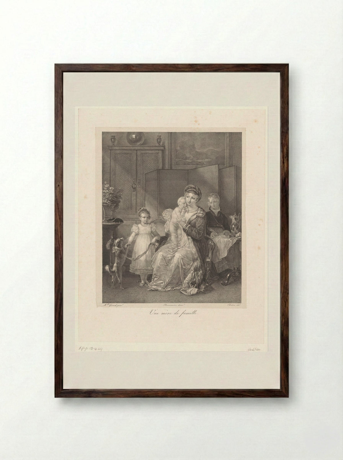 Une mère de famille - François Jean Villain - Framed Print Dark Wood