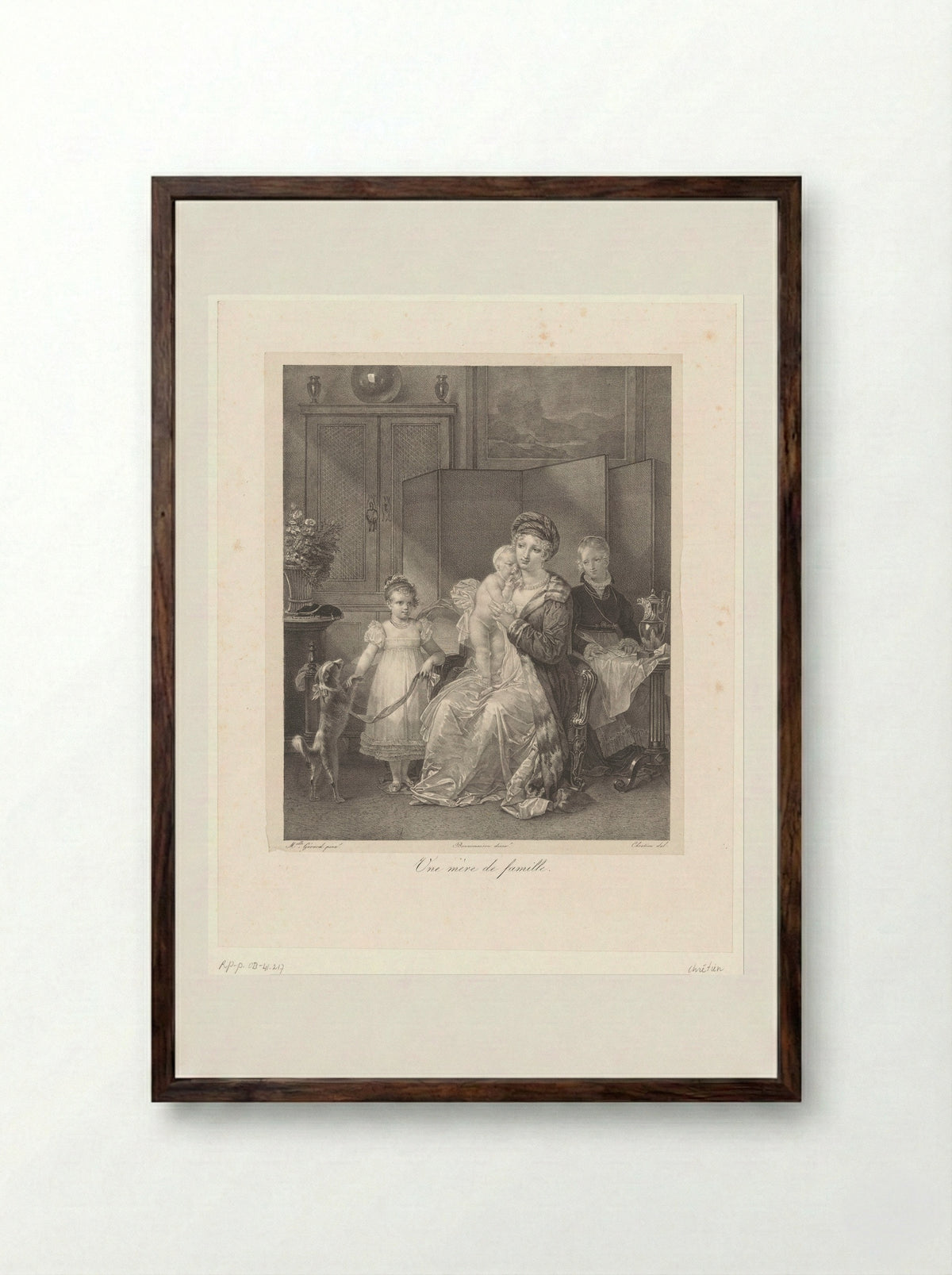 Une mère de famille - François Jean Villain - Framed Print Dark Wood