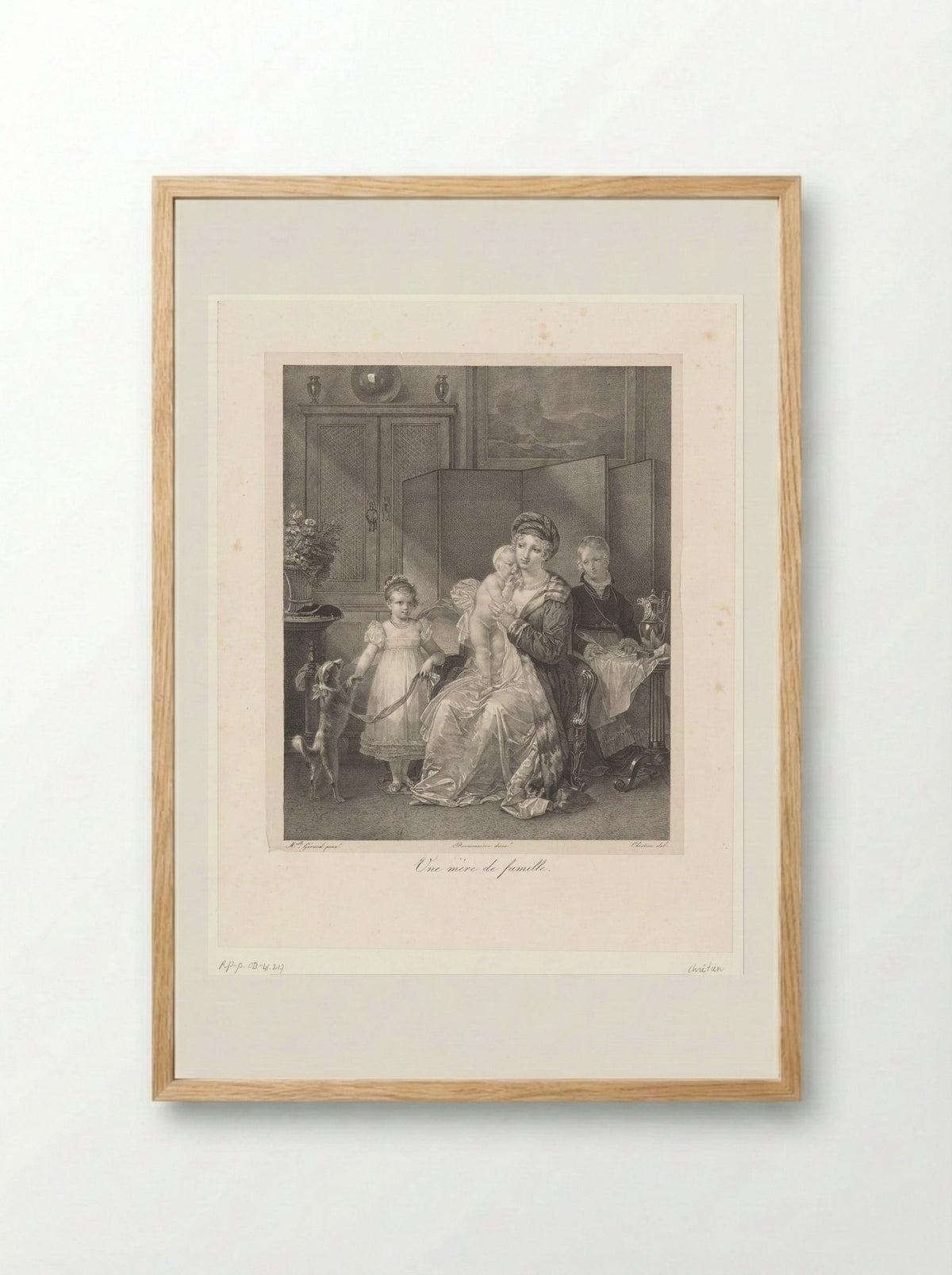 Une mère de famille - François Jean Villain - Framed Print Wood