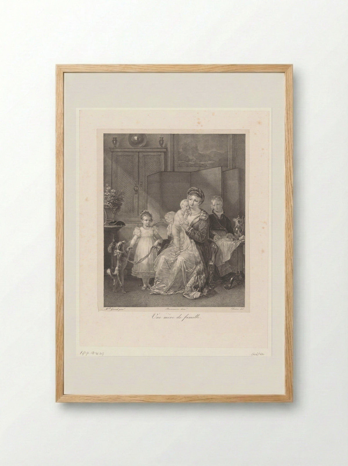 Une mère de famille - François Jean Villain - Framed Print Wood