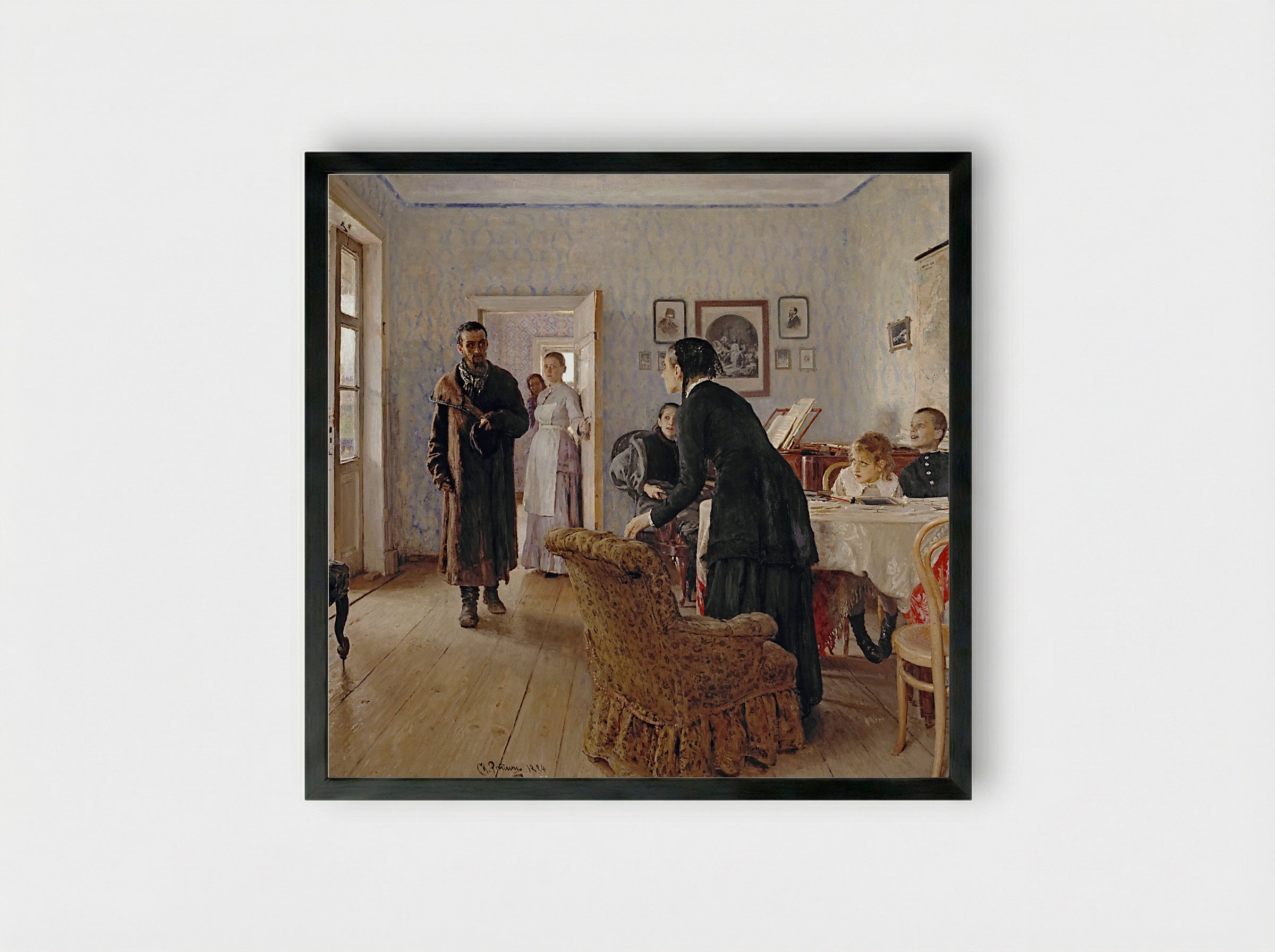 Unexpected Visitors - Ilya Repin - Framed Print Black