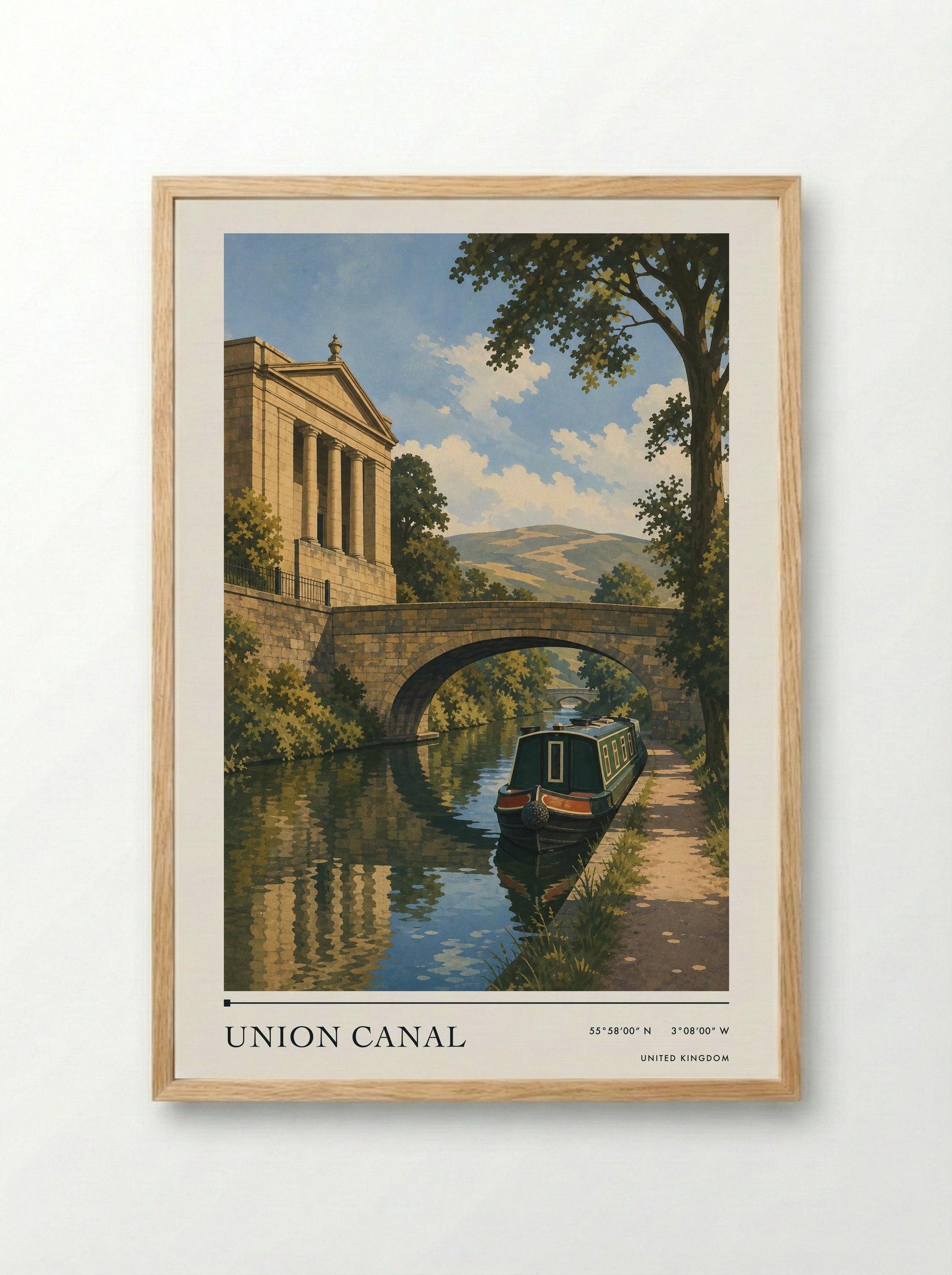 Union Canal United Kingdom Travel Poster - Framed Print Wood