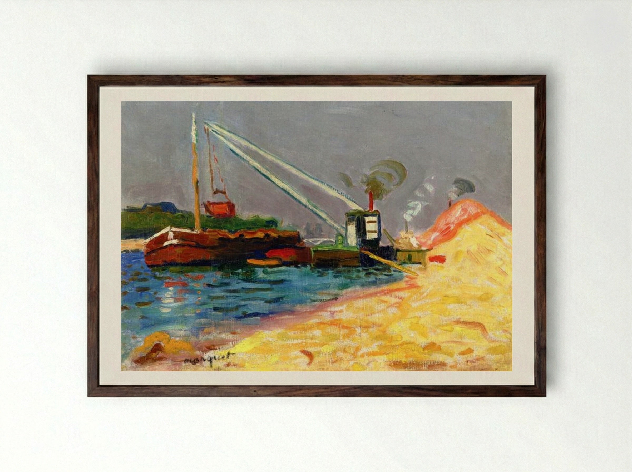 Unloading Sand - Albert Marquet - Framed Print Dark Wood