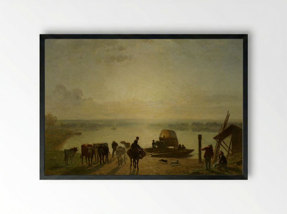 Unloading the Ferry - Constant Troyon - Framed Print Black
