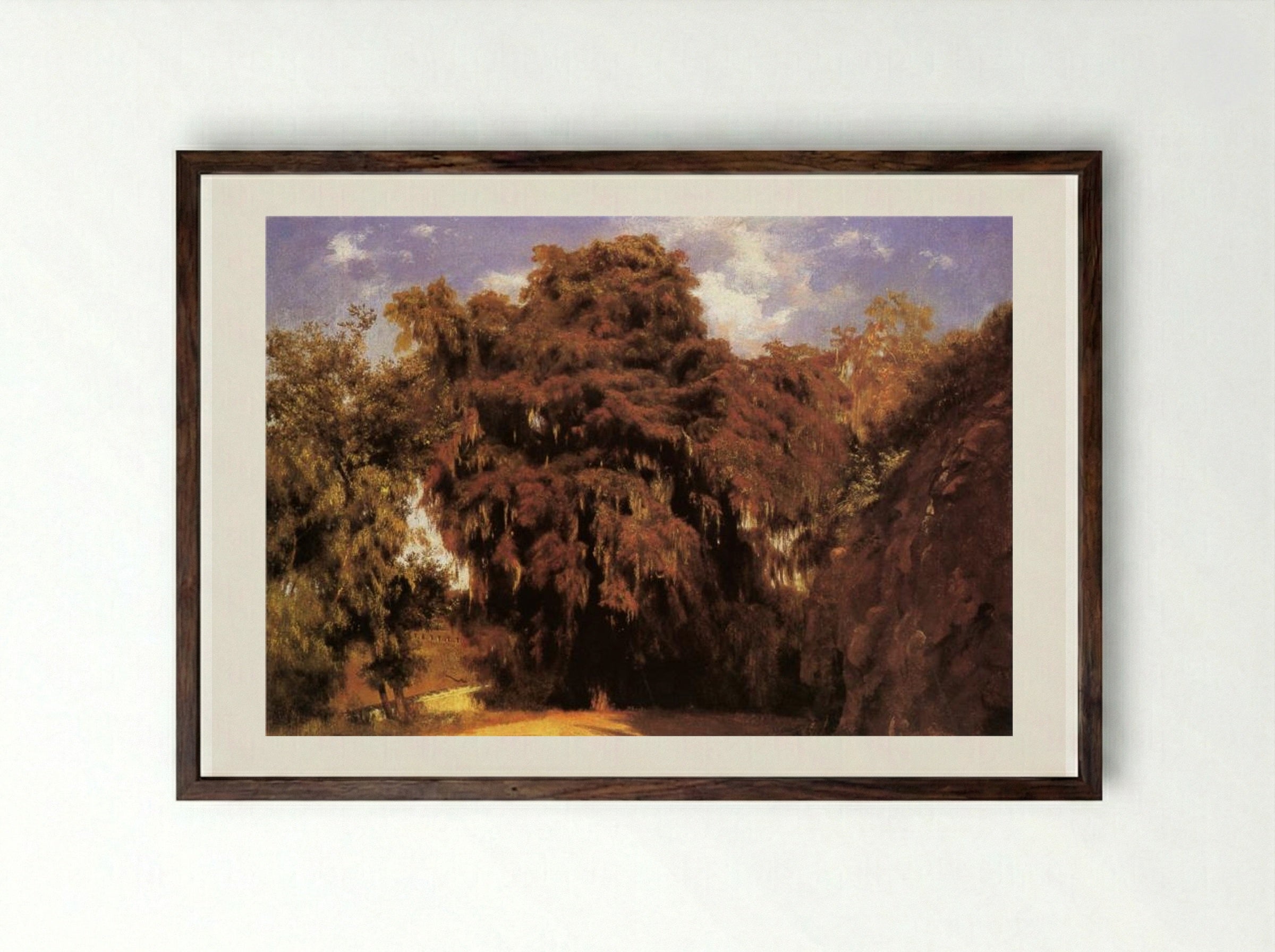 Uno de los grandes Ahuehuetes - José María Velasco - Framed Print Dark Wood