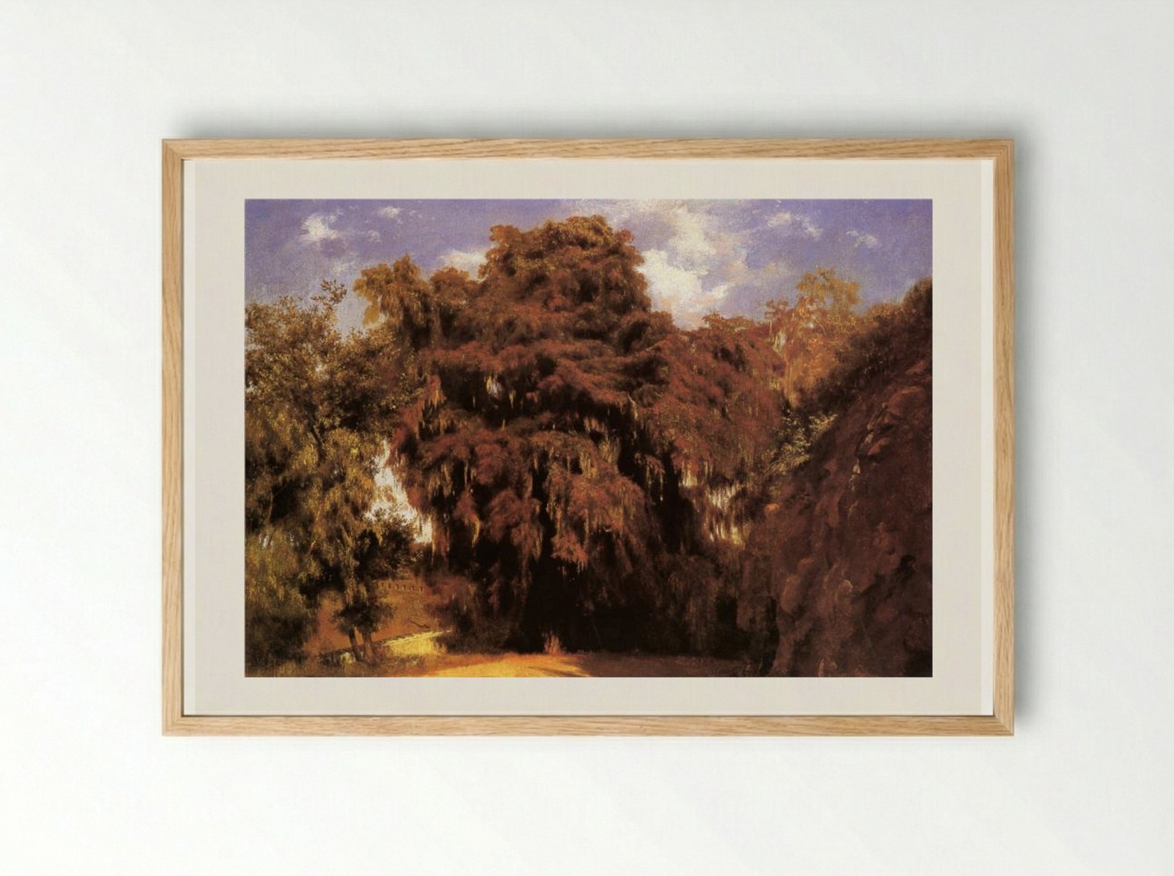 Uno de los grandes Ahuehuetes - José María Velasco - Framed Print Wood