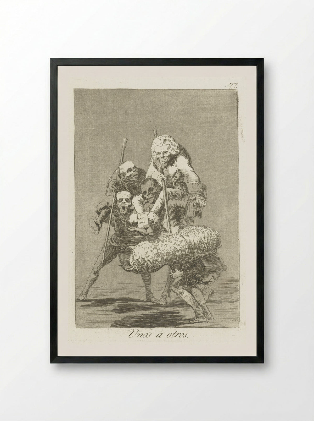 Unos a otros - Francisco de Goya - Framed Print Black