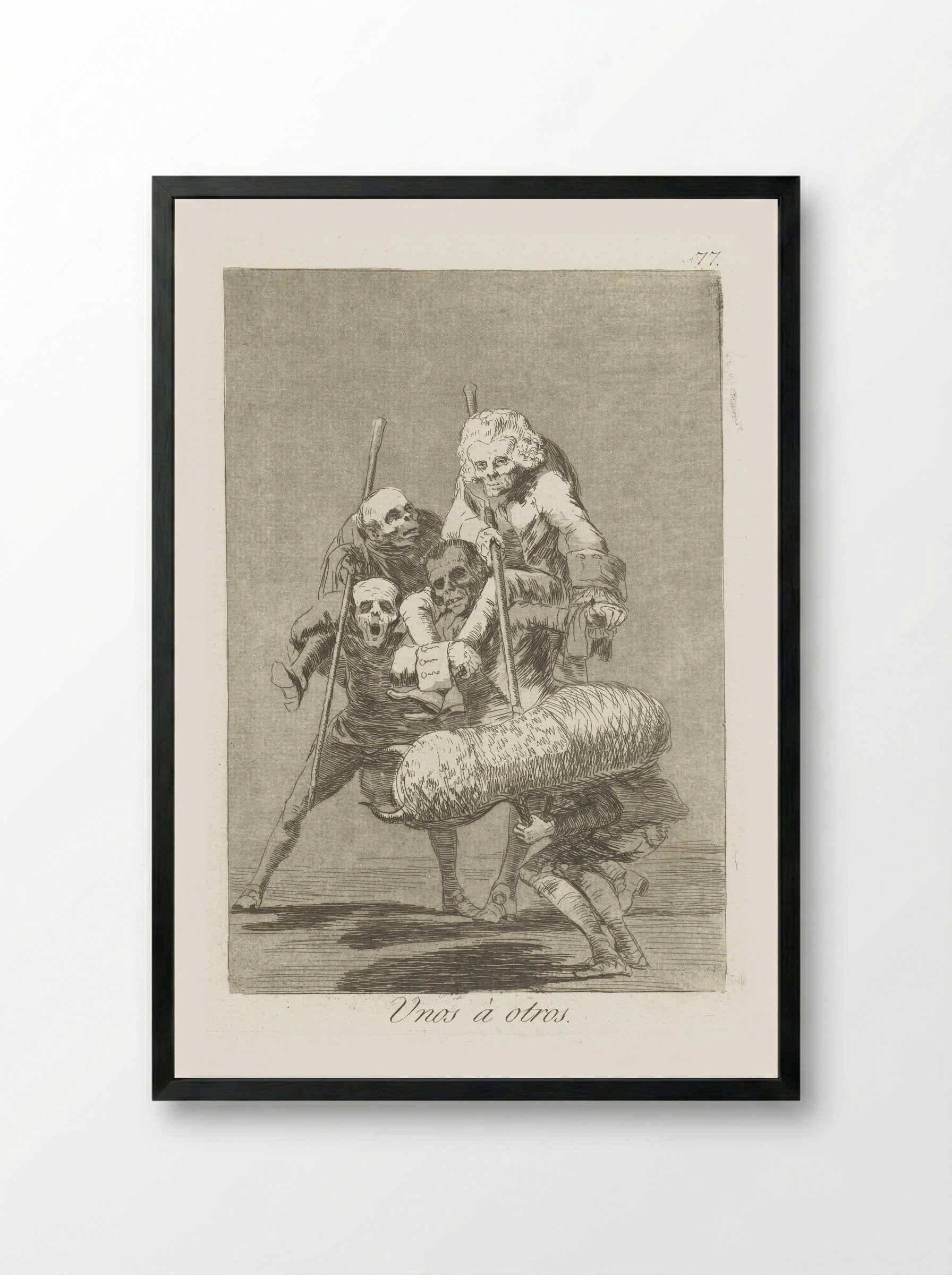 Unos a otros - Francisco de Goya - Framed Print Black