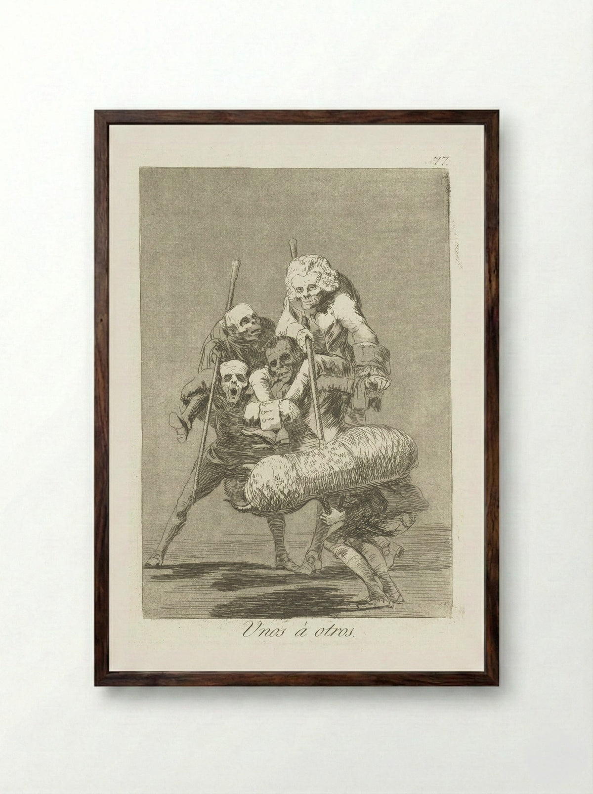 Unos a otros - Francisco de Goya - Framed Print Dark Wood