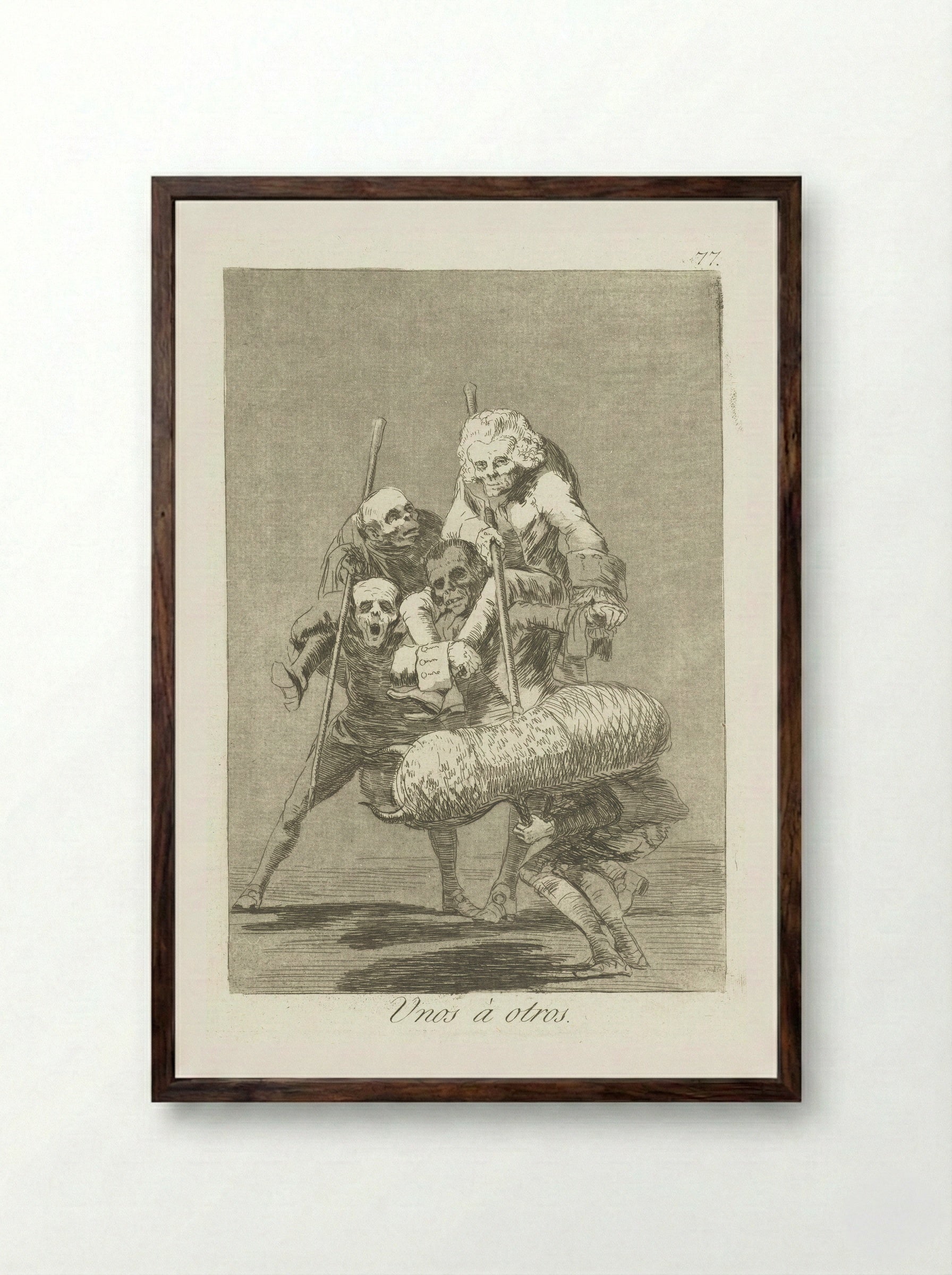 Unos a otros - Francisco de Goya - Framed Print Dark Wood