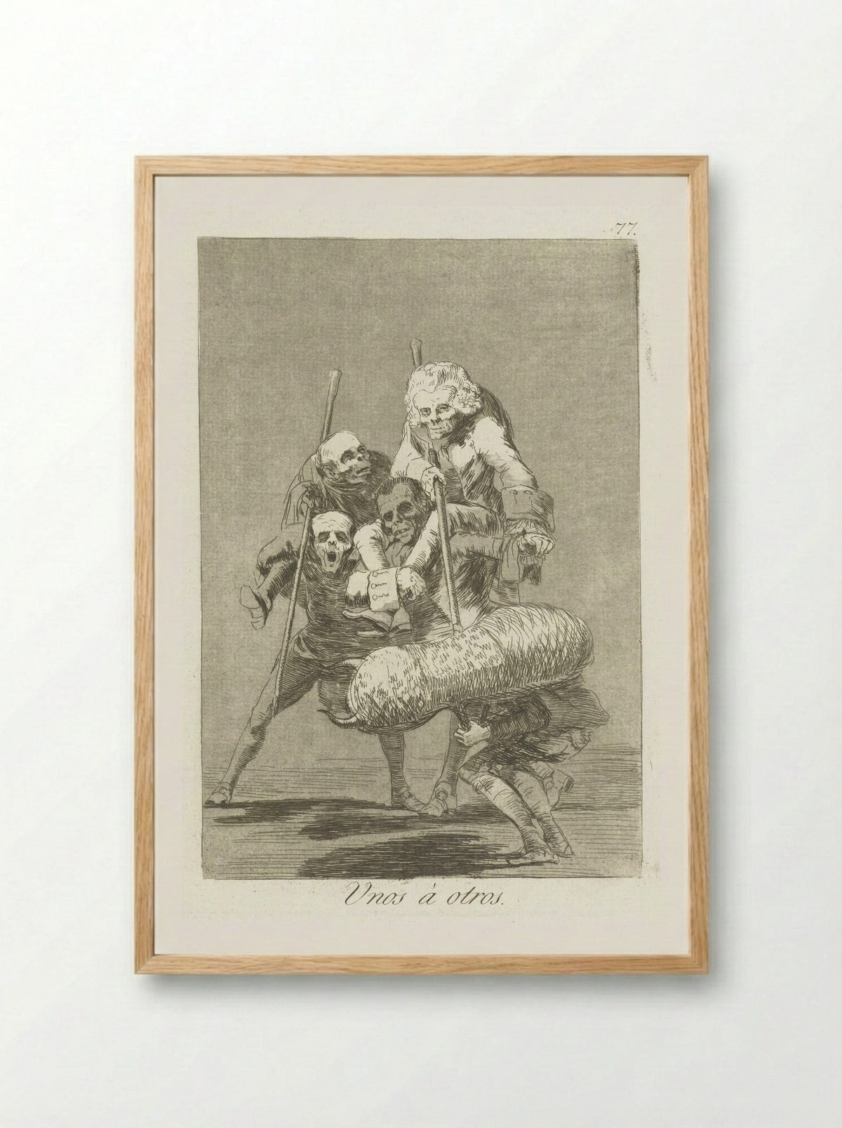 Unos a otros - Francisco de Goya - Framed Print Wood