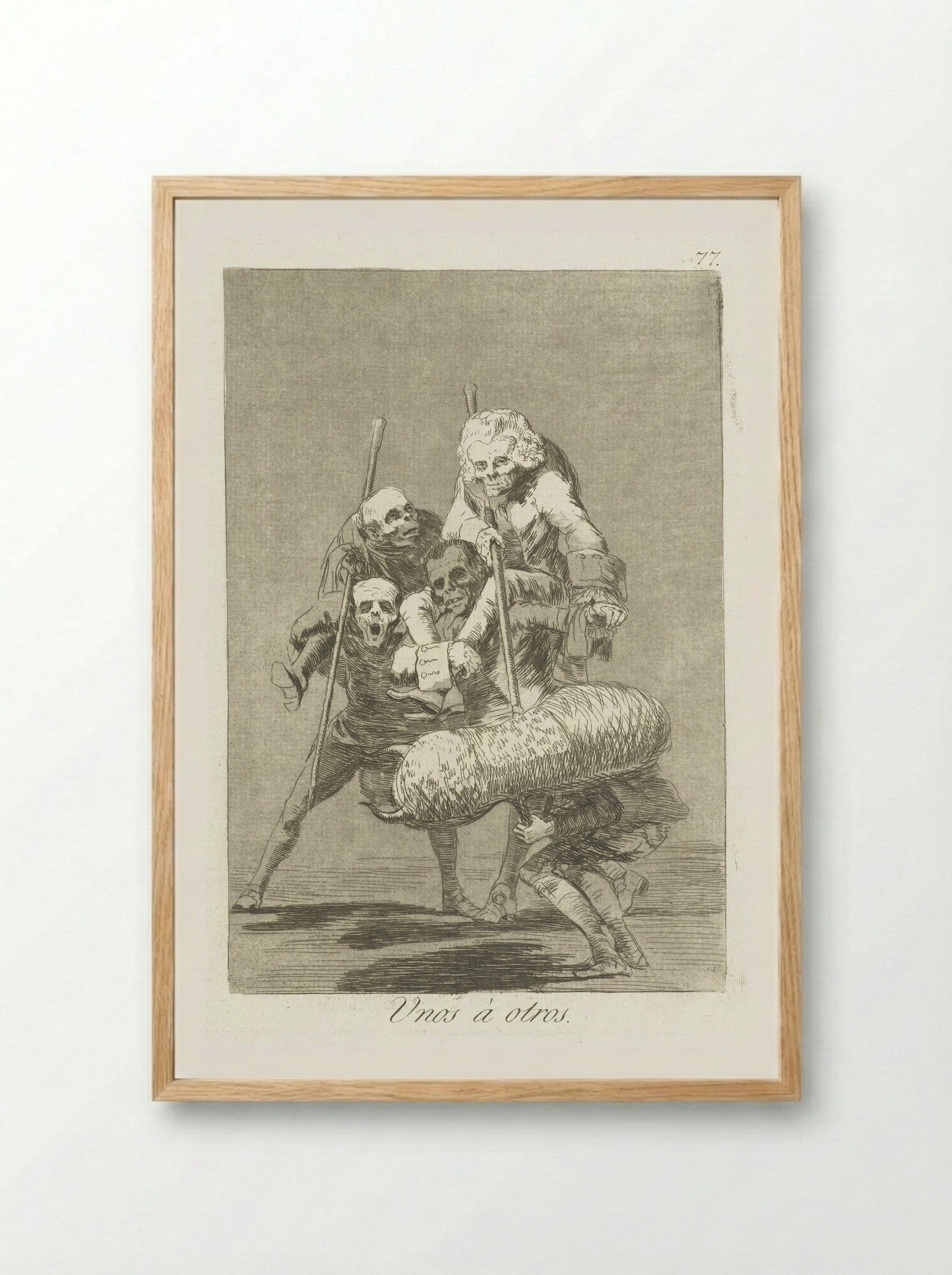 Unos a otros - Francisco de Goya - Framed Print Wood