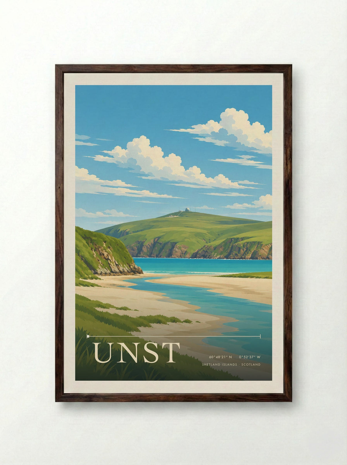 Unst, Shetland Islands | Travel Poster - Framed Print Dark Wood