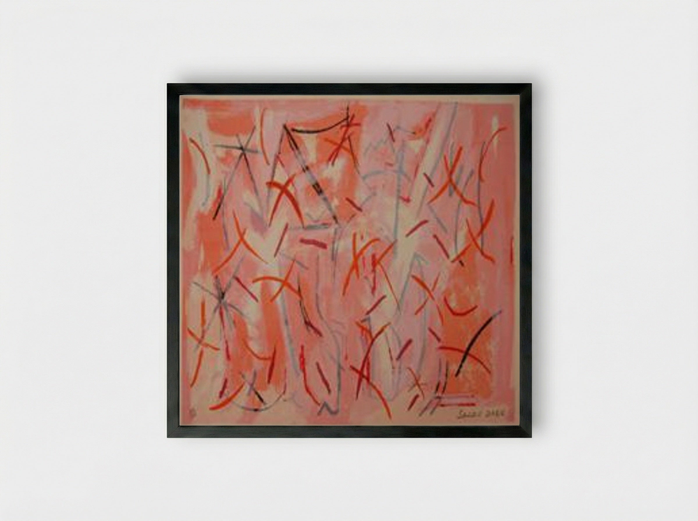Untitled (Abstract Composition, Gouache on Paper) - Sandu Darie - Framed Print Black
