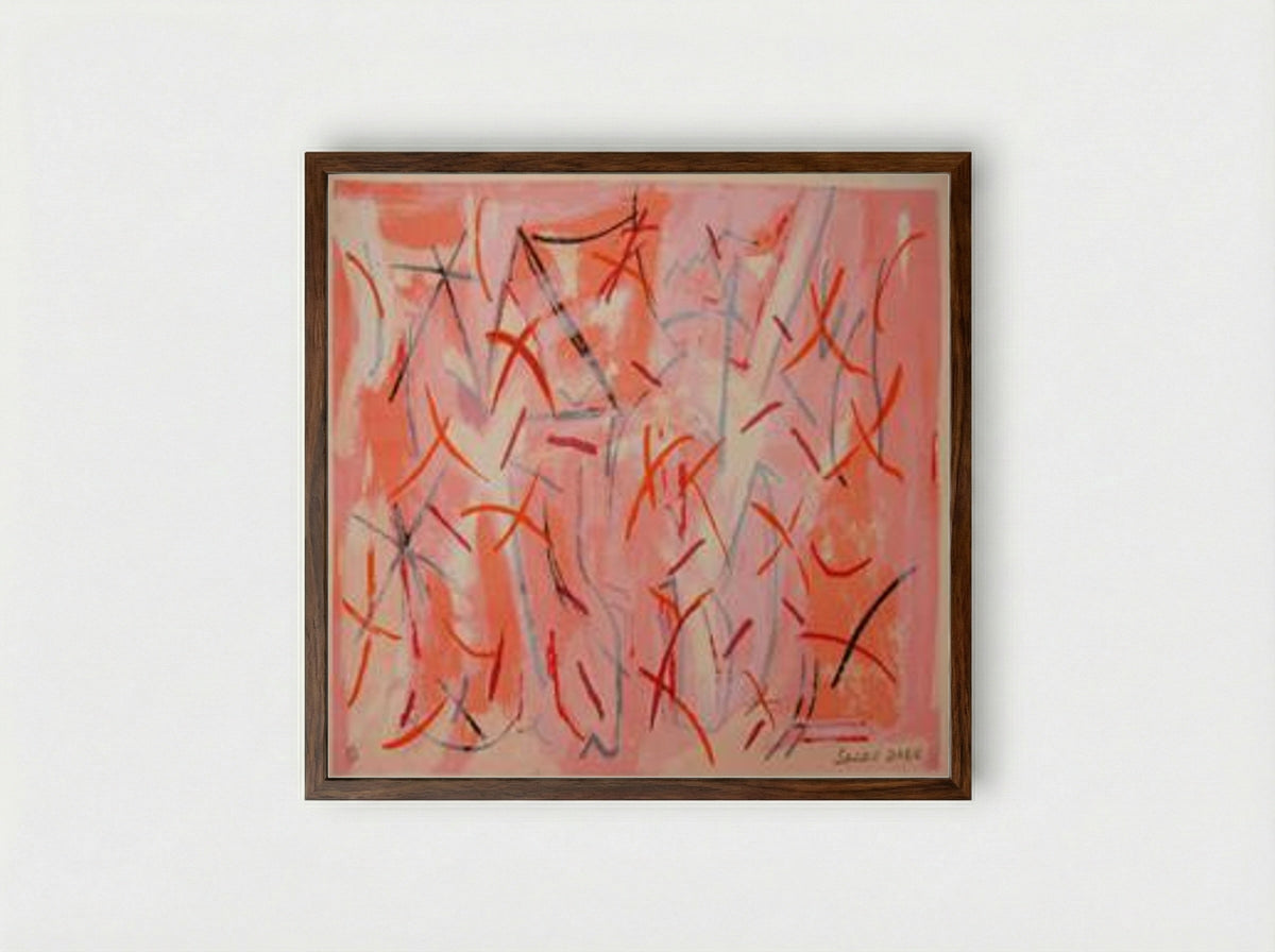 Untitled (Abstract Composition, Gouache on Paper) - Sandu Darie - Framed Print Dark Wood