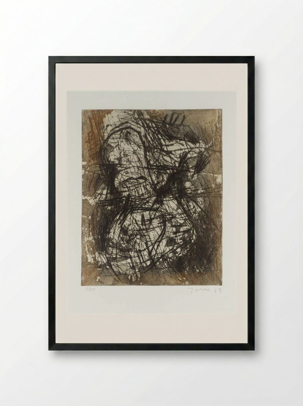 Untitled (Abstract Figure, Etching) - Asger Jorn - Framed Print Black