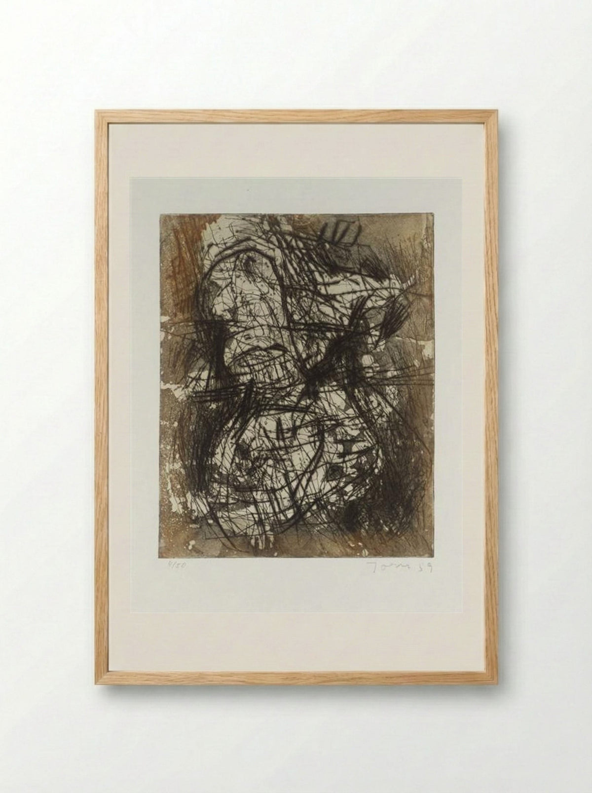 Untitled (Abstract Figure, Etching) - Asger Jorn - Framed Print Wood