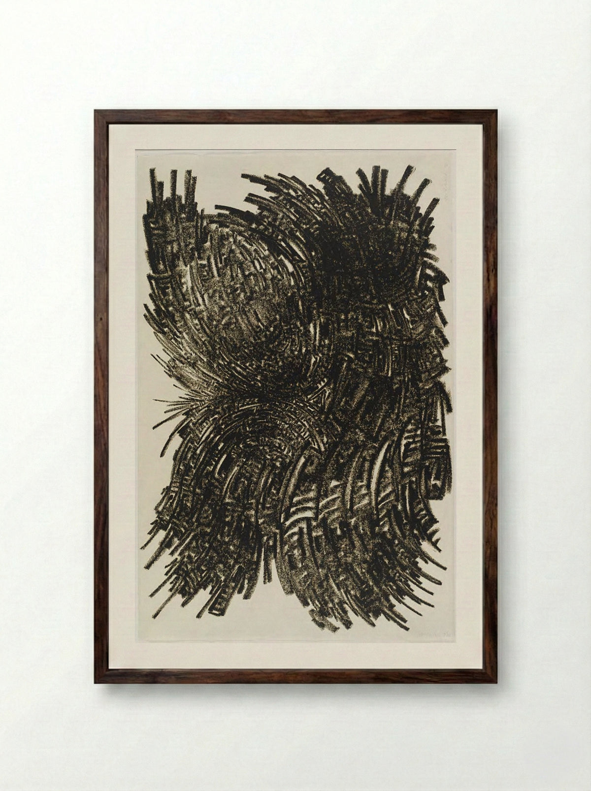 Untitled (Abstract Oilstick Drawing) - Martin Kline - Framed Print Dark Wood