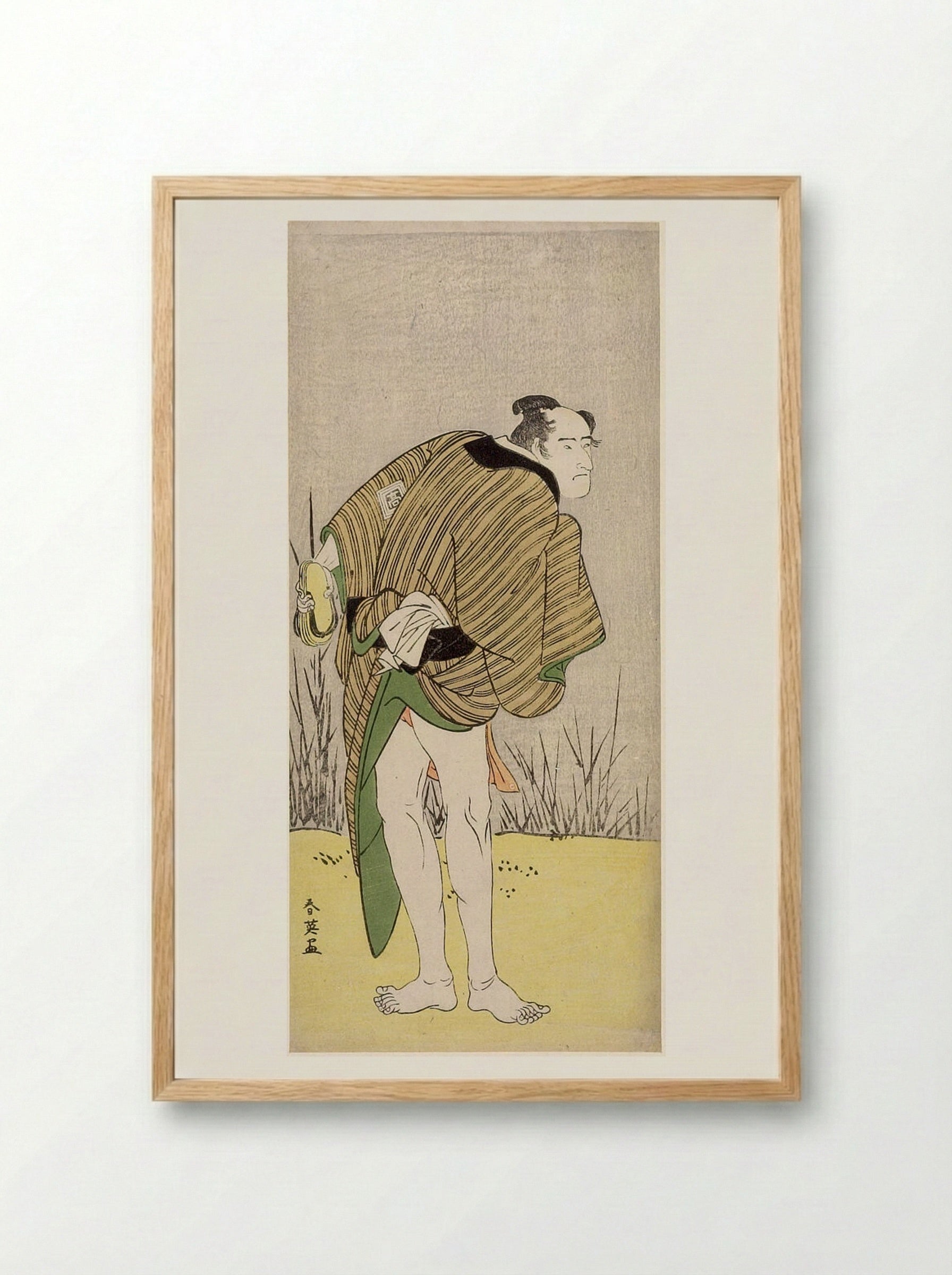 Untitled (Actor in Striped Robe) - Katsukawa Shun'ei - Framed Print Wood