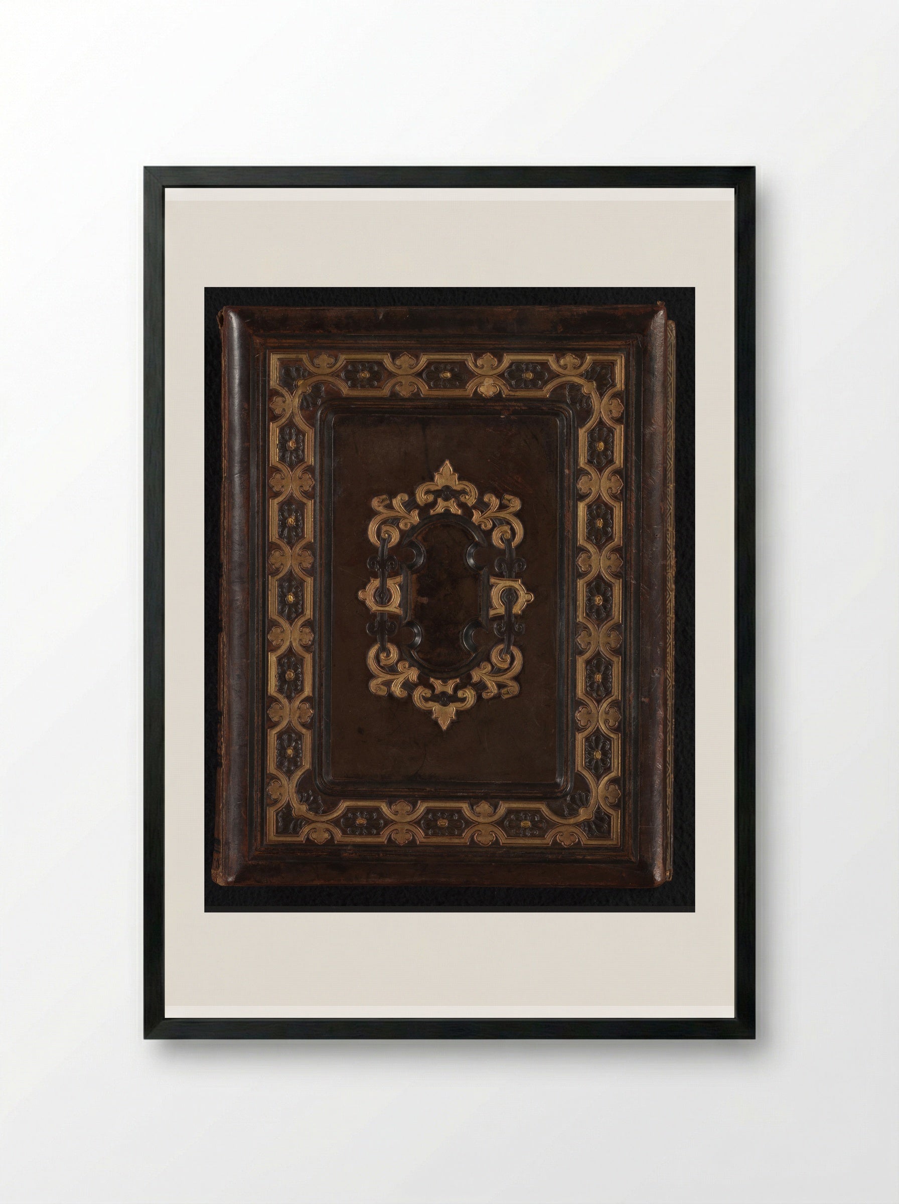 Untitled (Album Cover for Alexandre Maréchal, Leather and Gilt) - Fine Art Print - Framed Print Black