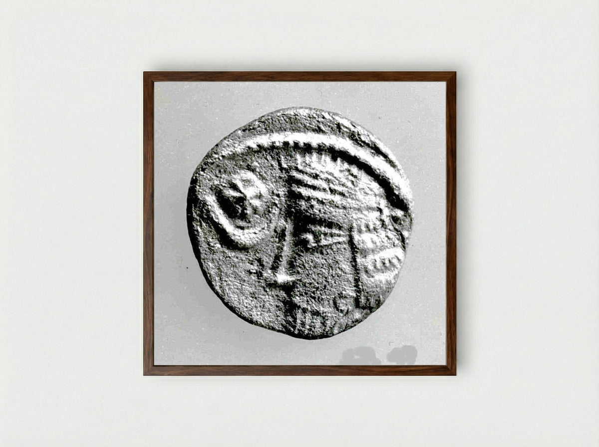 Untitled (Ancient Coin, Archaeological Study) - Fine Art Print - Framed Print Dark Wood