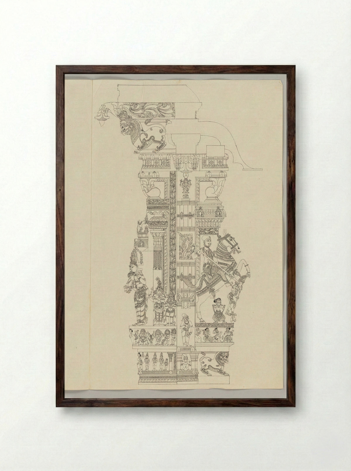 Untitled (Architectural Study of Temple Pillar) - Solis Prints - Framed Print Dark Wood