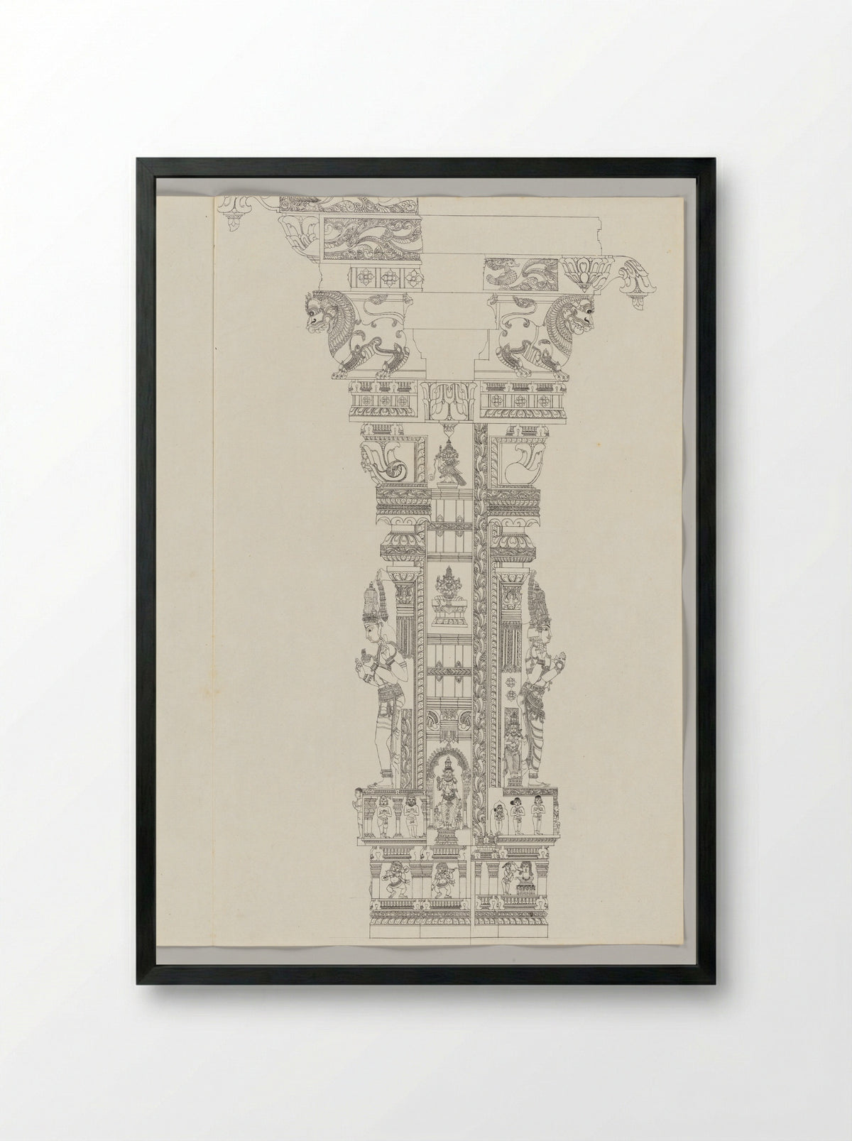 Untitled (Architectural Study of a Temple Pillar) - Fine Art Print - Framed Print Black
