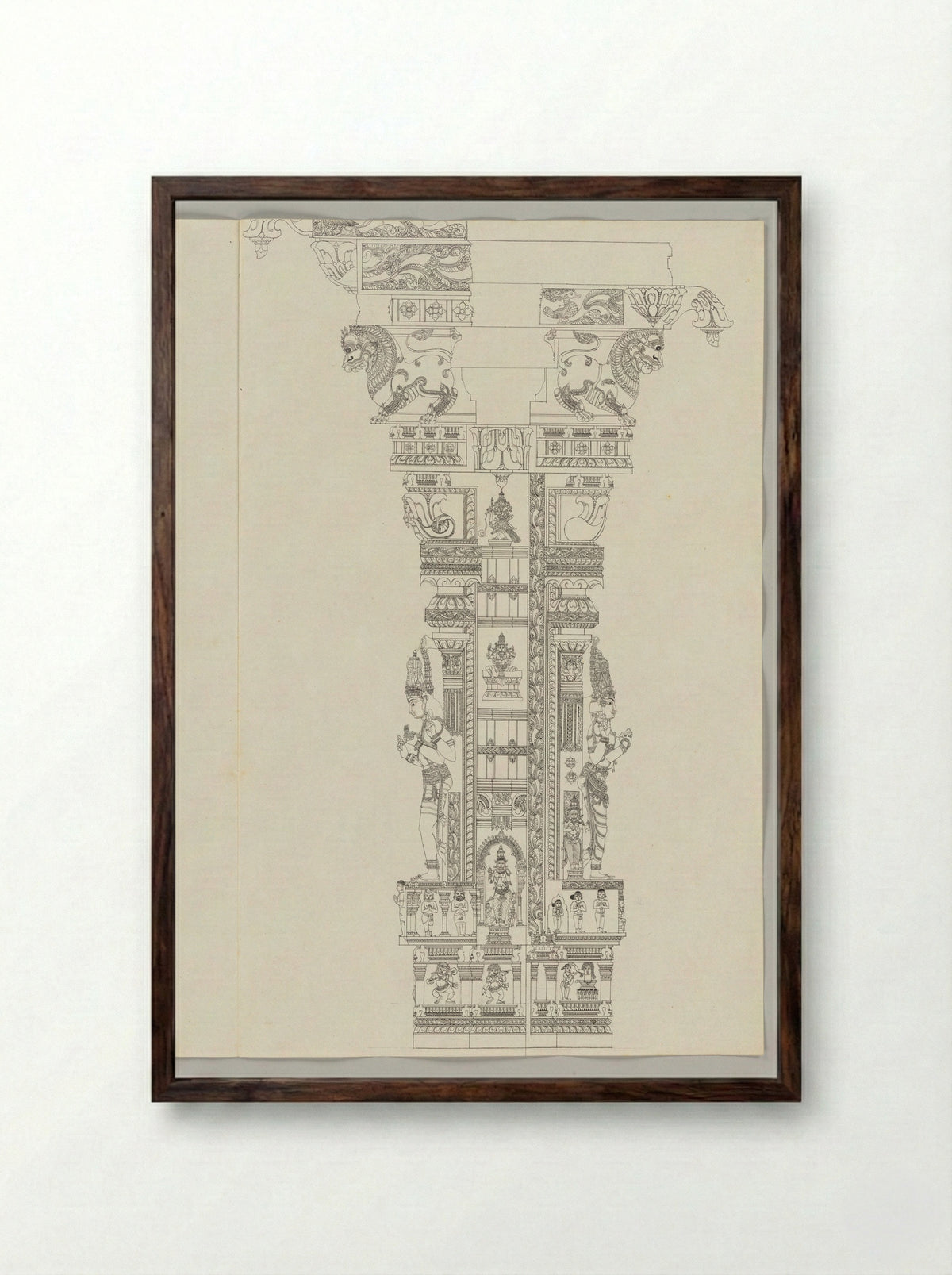 Untitled (Architectural Study of a Temple Pillar) - Fine Art Print - Framed Print Dark Wood