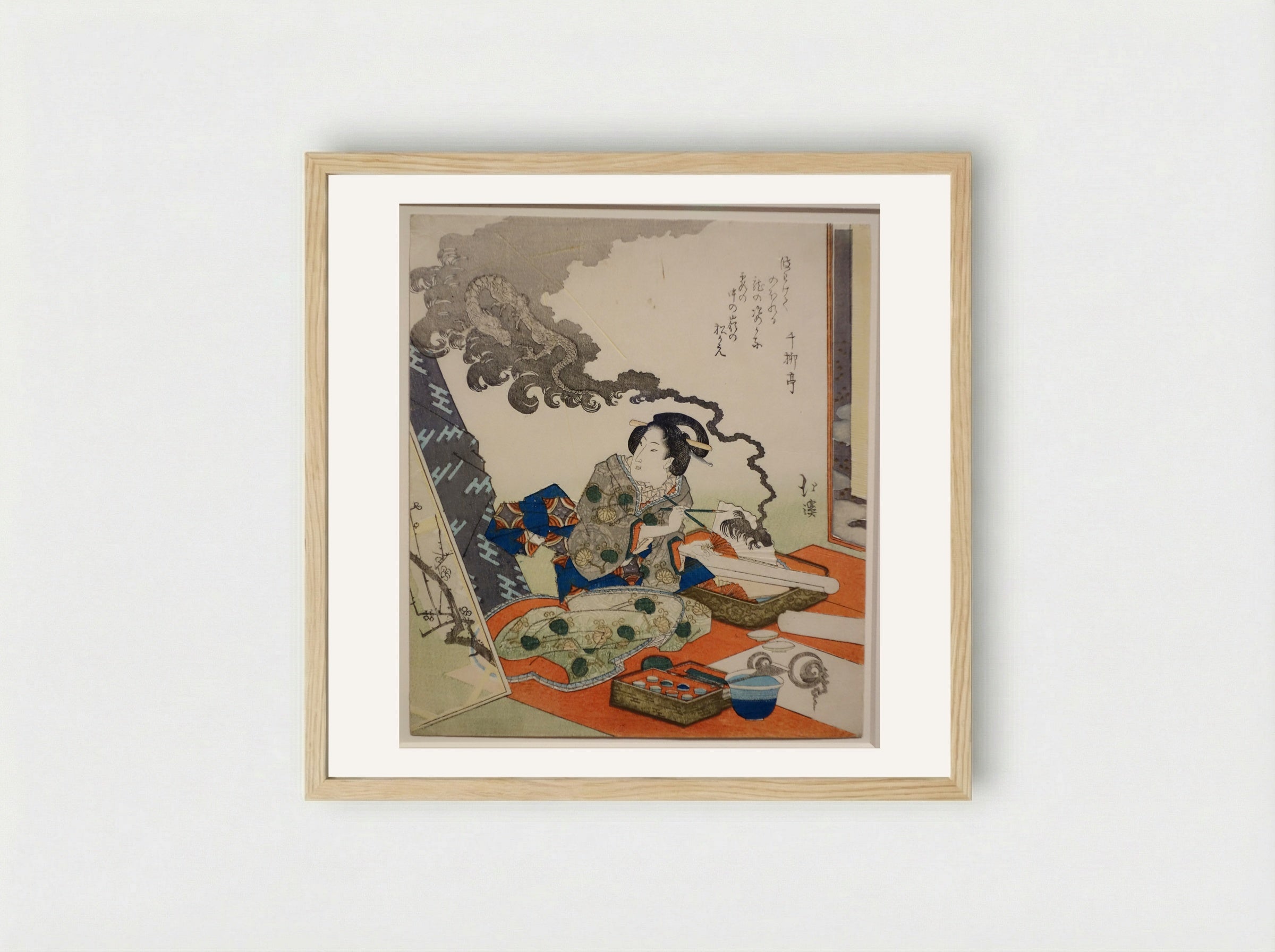 Untitled (Artist Painting a Dragon) - Totoya Hokkei - Framed Print Wood