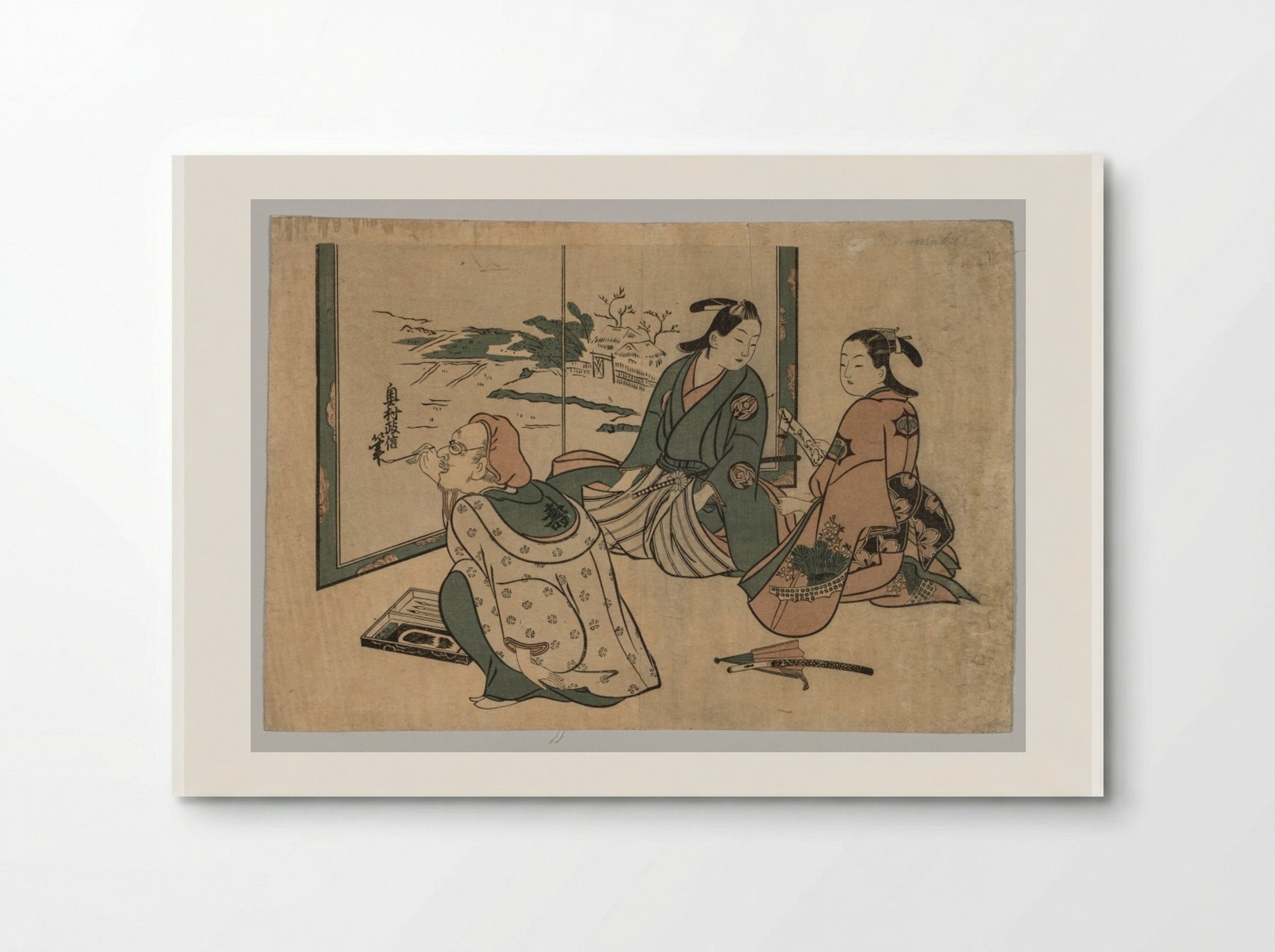 Untitled (Artist Painting a Screen) - Okumura Masanobu - Poster